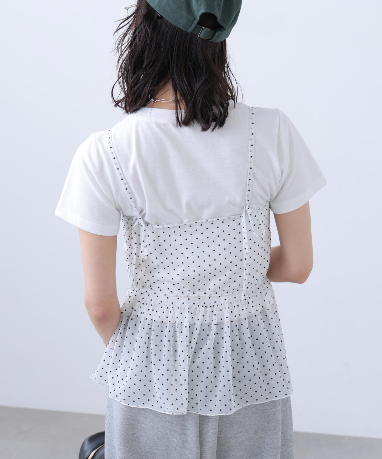 2WAYシアードットホルターキャミ×半袖カットソーセット