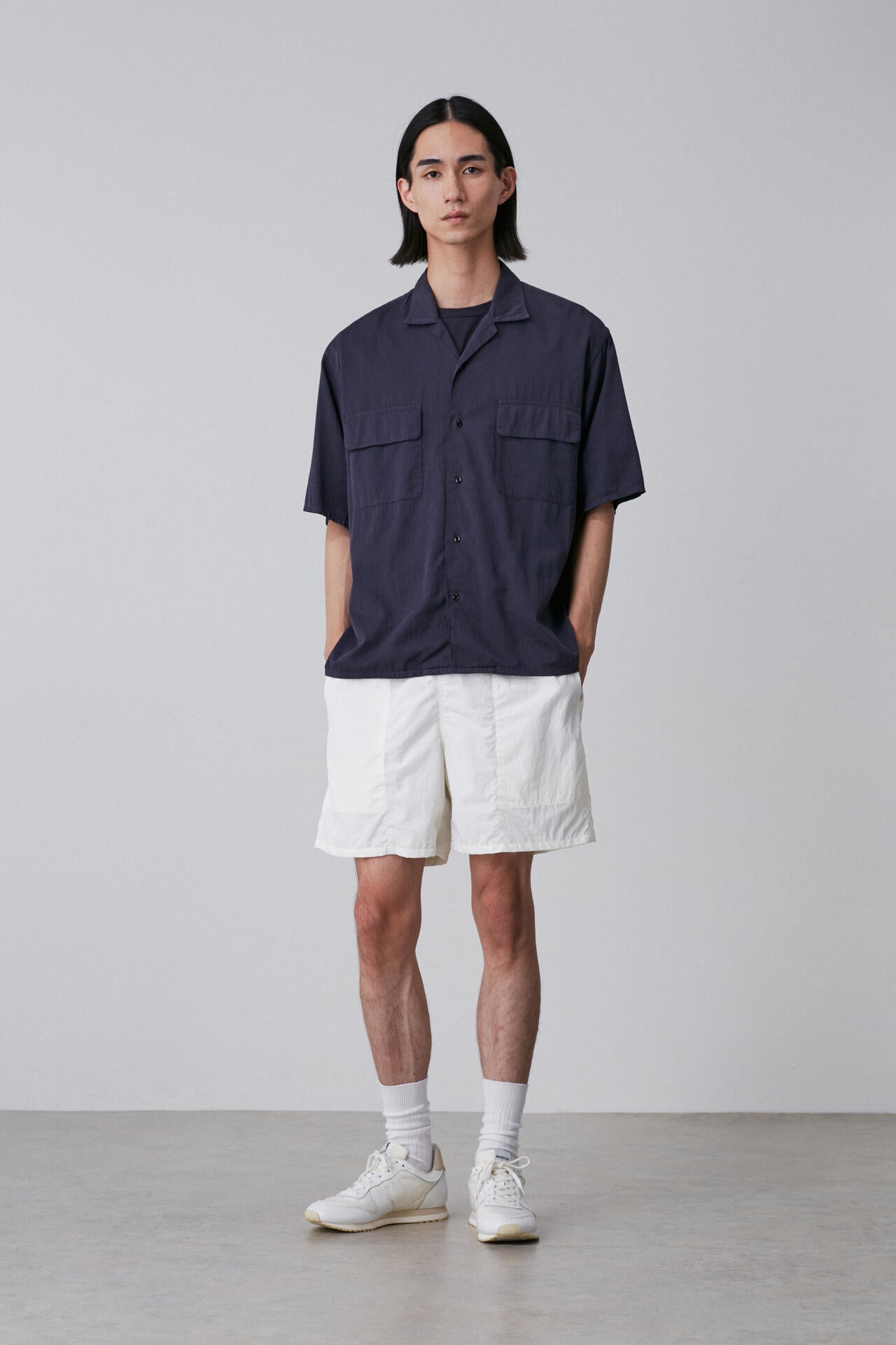 Ｙ / ORGANIC COTTON WASHER SATIN OPEN COLLAR SHIRT