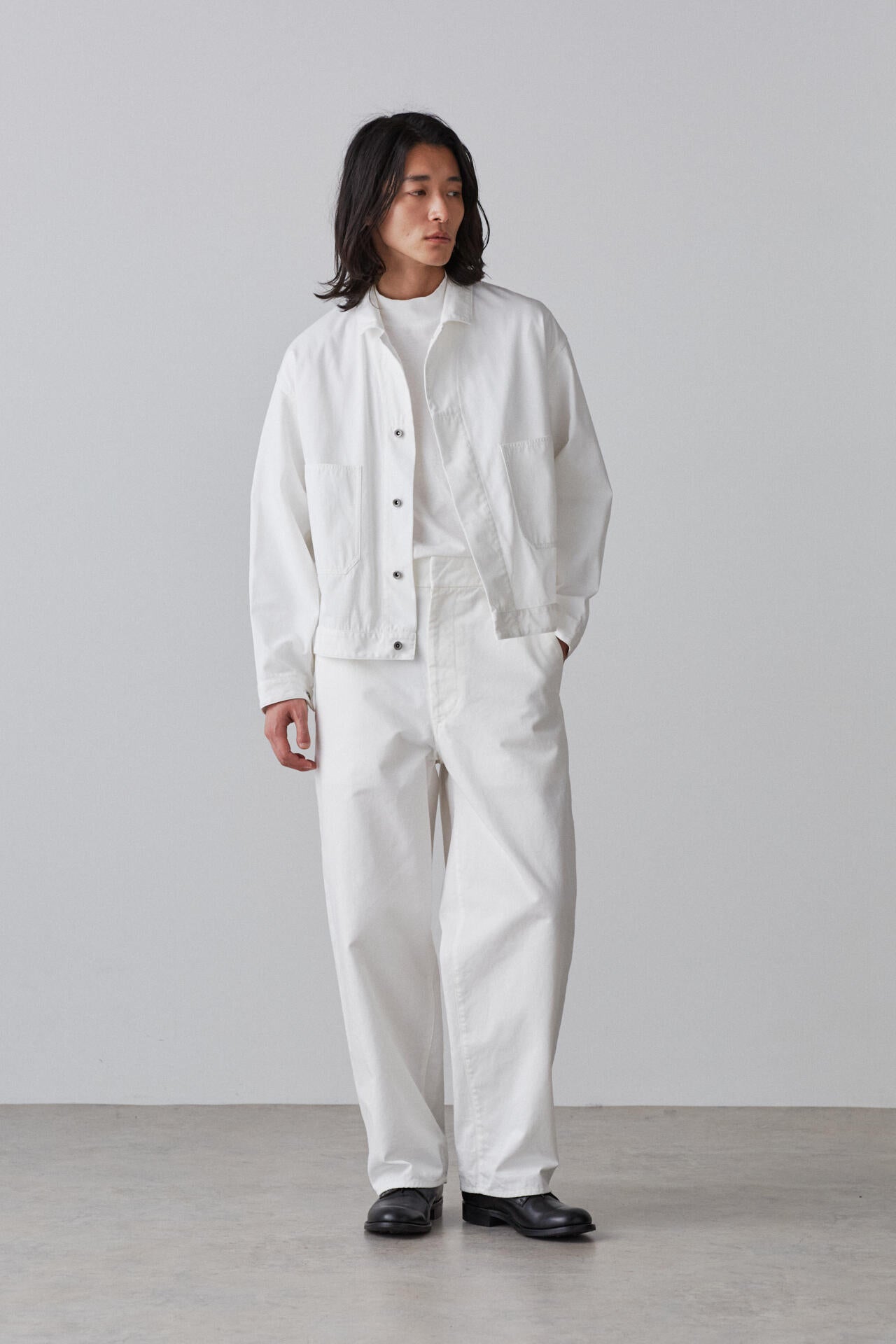 Y / ORGANIC COTTON JERSEY MOCK NECK LONG SLEEVE T‐SHIRT