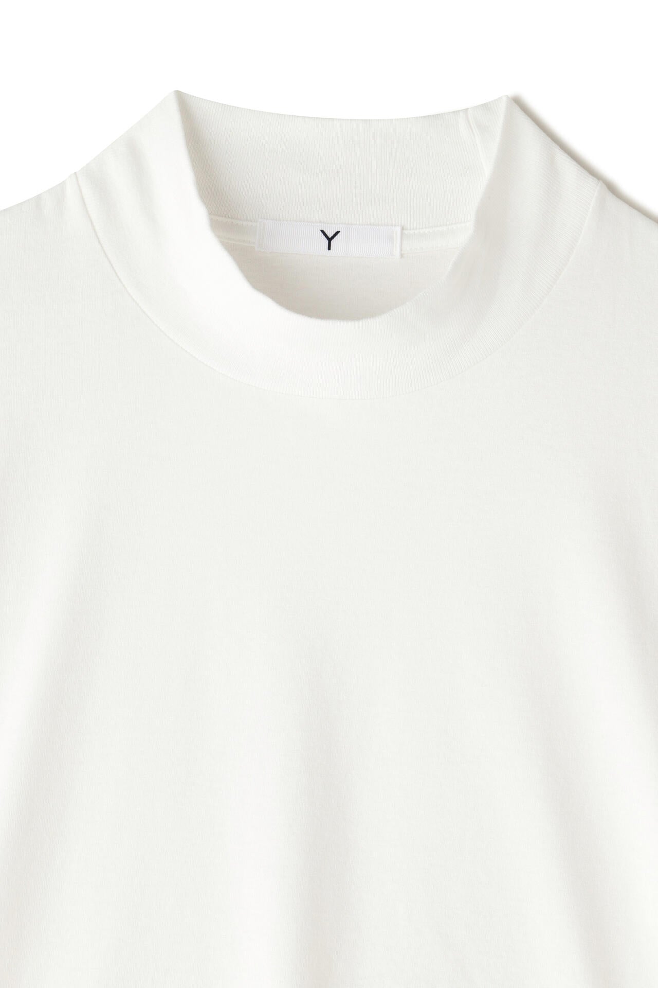 Y / ORGANIC COTTON JERSEY MOCK NECK LONG SLEEVE T‐SHIRT