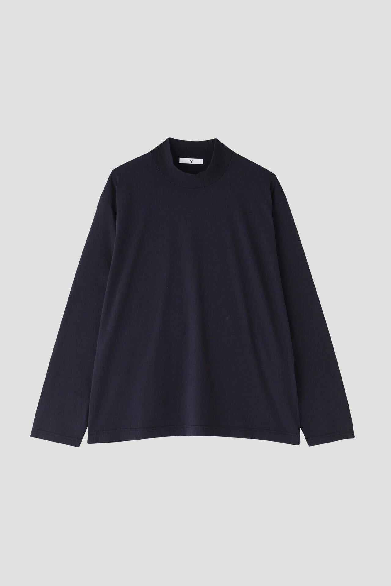 Y / ORGANIC COTTON JERSEY MOCK NECK LONG SLEEVE T‐SHIRT