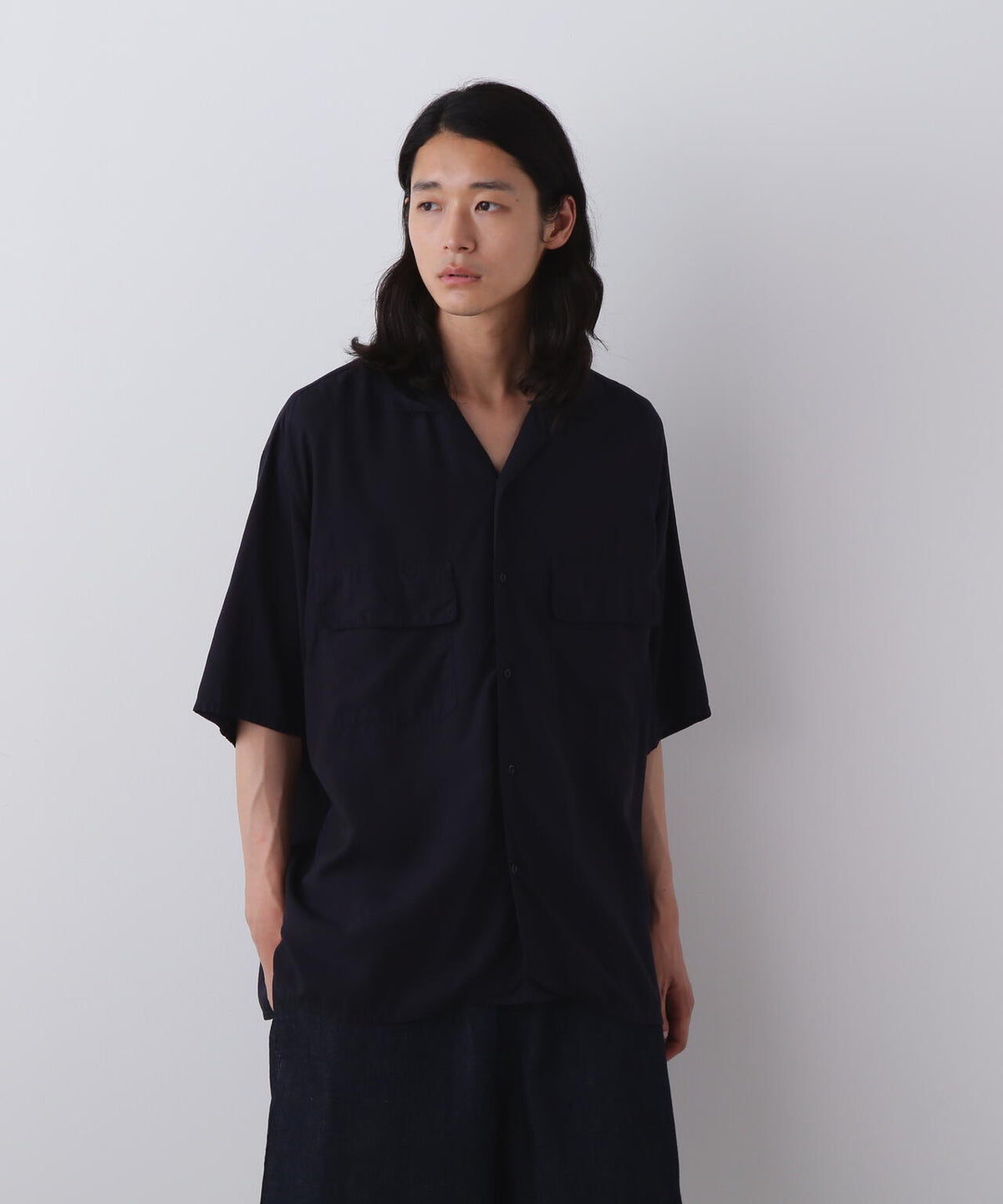 Ｙ / TENCEL POPLIN OPEN COLLAR SHIRT
