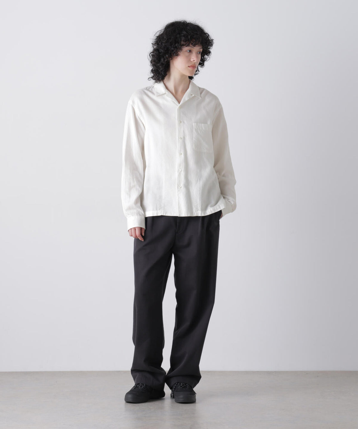 Ｙ /  [UNISEX] BRUSHED ORGANIC COTTON TENCEL OPEN COLLAR SHIRT