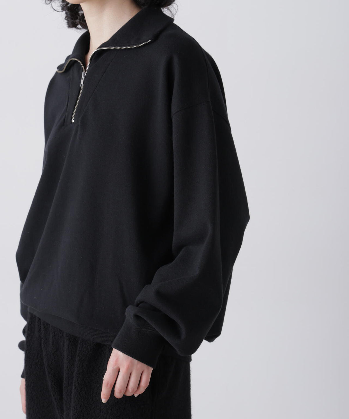 Ｙ /  [UNISEX] ORGANIC COTTON BLEND HEAVY WEIGHT FLEECE HALF ZIP