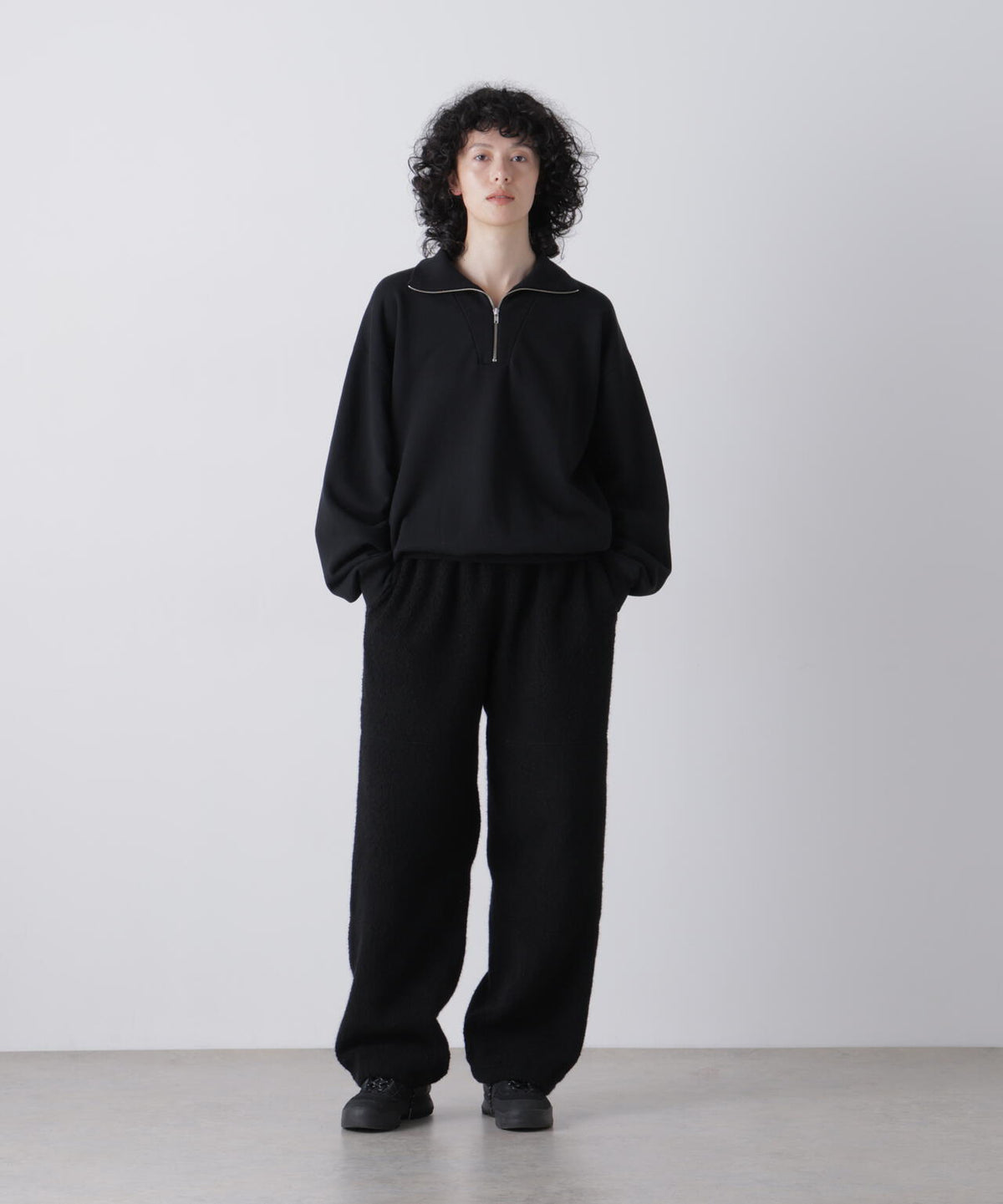 Ｙ /  [UNISEX] ORGANIC COTTON BLEND HEAVY WEIGHT FLEECE HALF ZIP