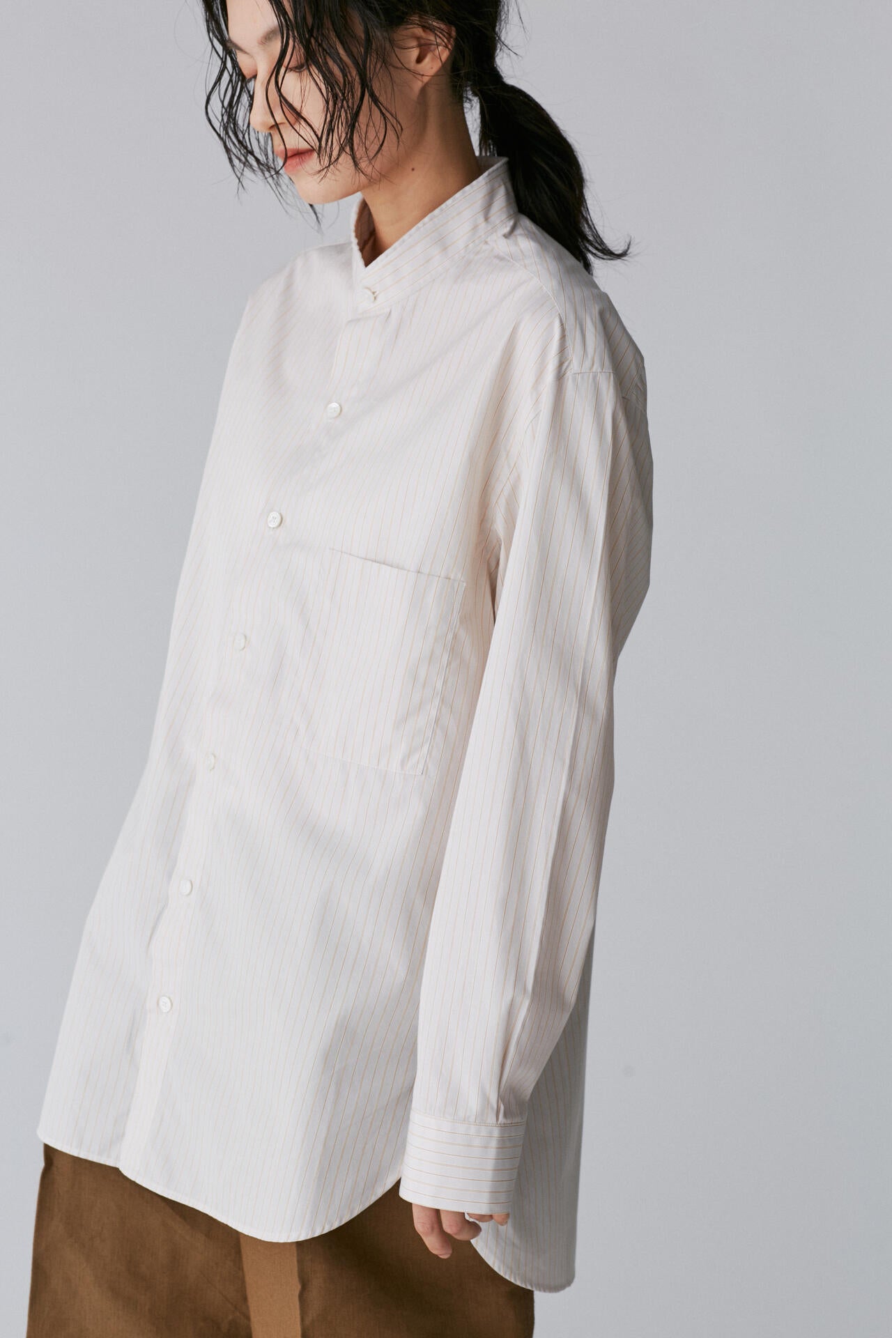 Cristaseya / HANDMADE MAO SHIRT WITH FRINGED COLLAR