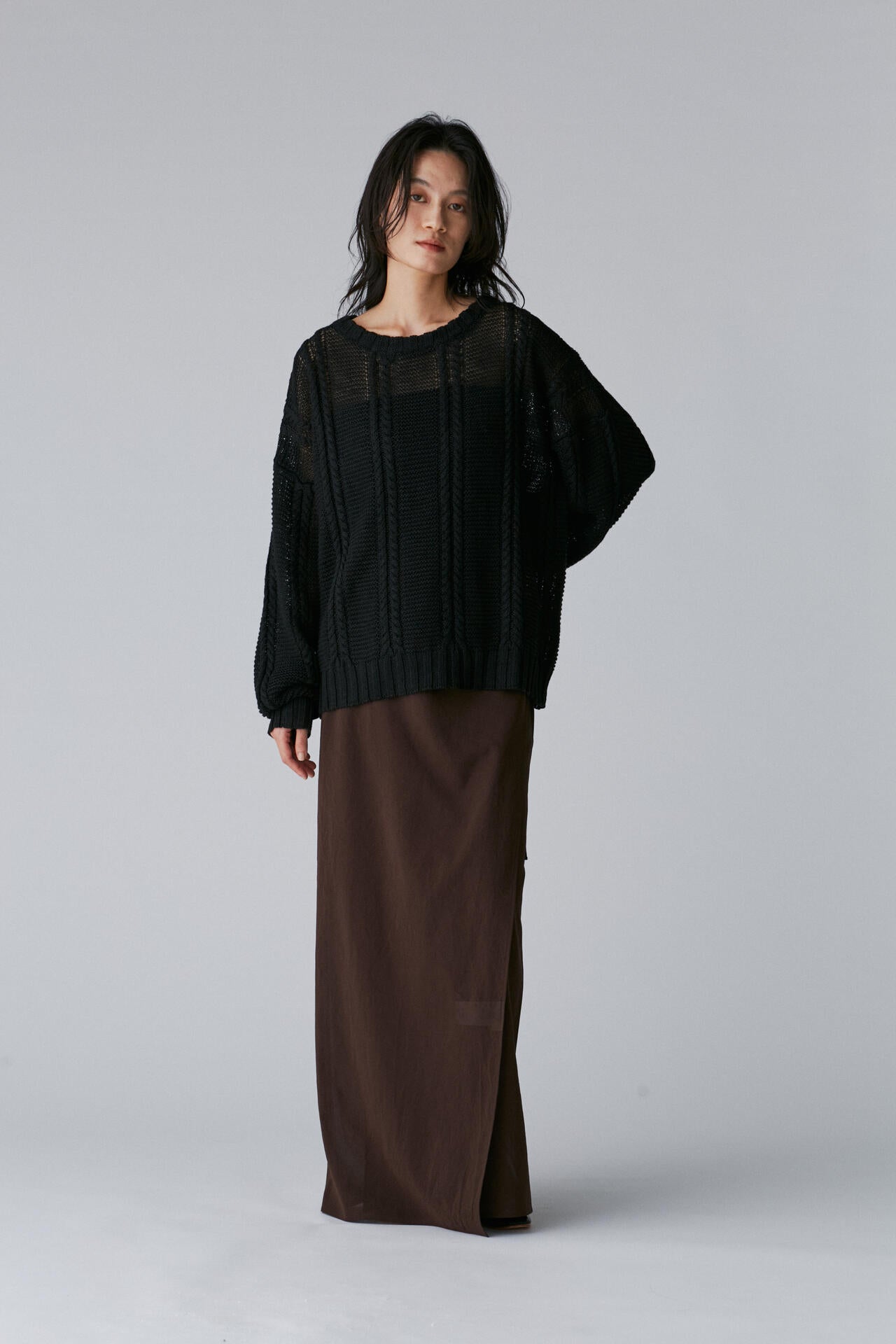 Cristaseya / LINEN CABLE KNIT SWEATER