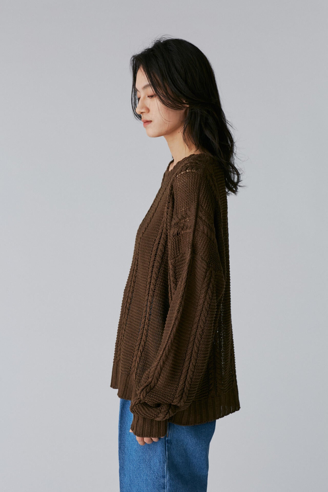 Cristaseya / LINEN CABLE KNIT SWEATER