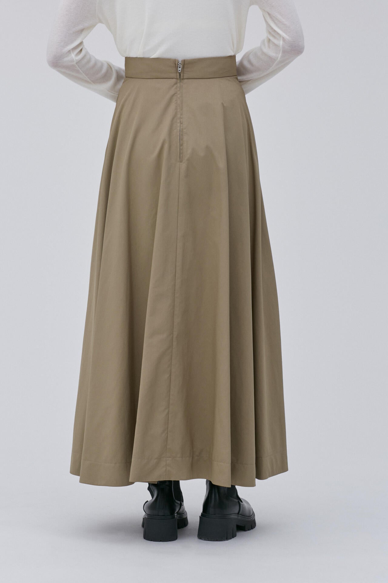 ATON / VINTAGE NYLON TWILL FLARED SKIRT