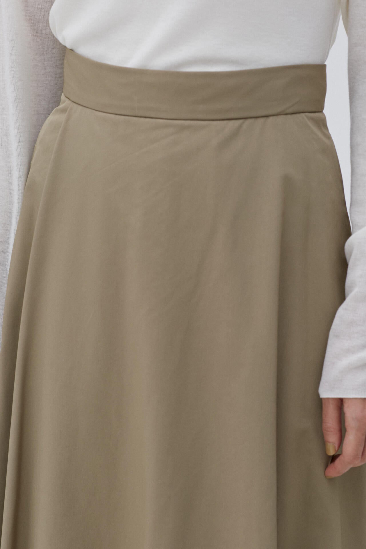 ATON / VINTAGE NYLON TWILL FLARED SKIRT