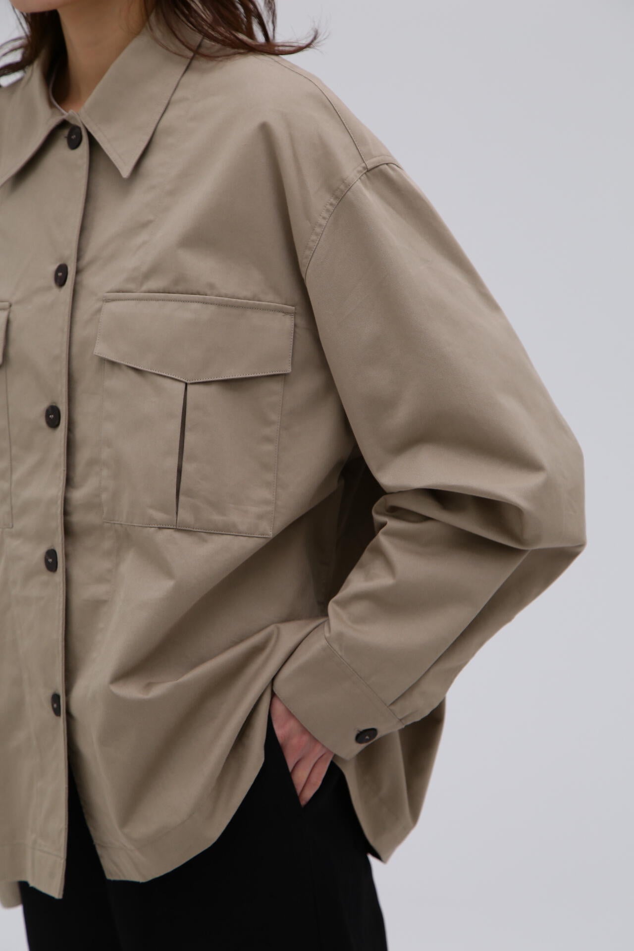 STUDIO NICHOLSON / SOFT TECHNICAL TWILL MILITARY OVER SHIRT