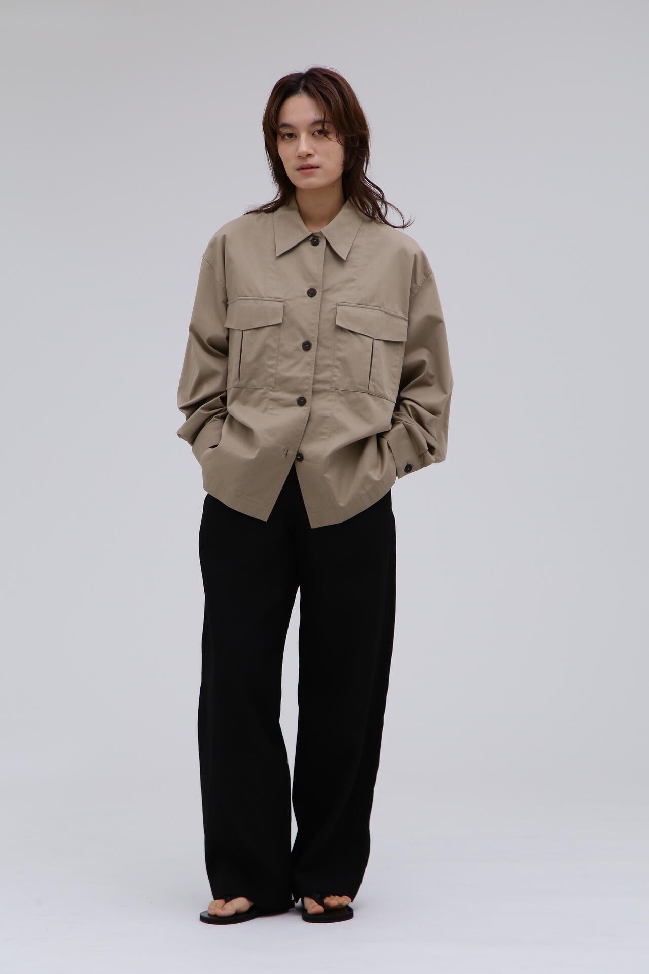 STUDIO NICHOLSON / SOFT TECHNICAL TWILL MILITARY OVER SHIRT