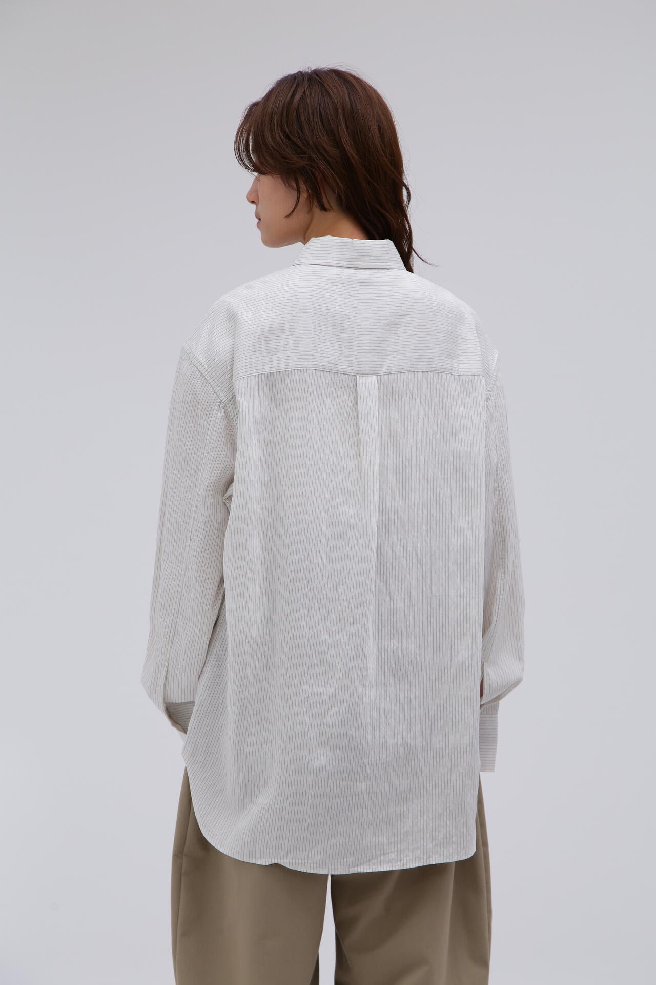 STUDIO NICHOLSON / CRINKLE FINE STRIPE OVERSIZED CLASSIC SHIRT