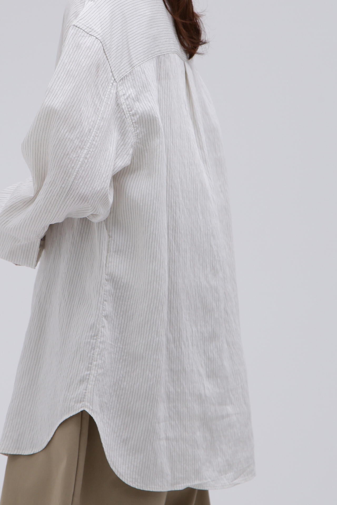 STUDIO NICHOLSON / CRINKLE FINE STRIPE OVERSIZED CLASSIC SHIRT