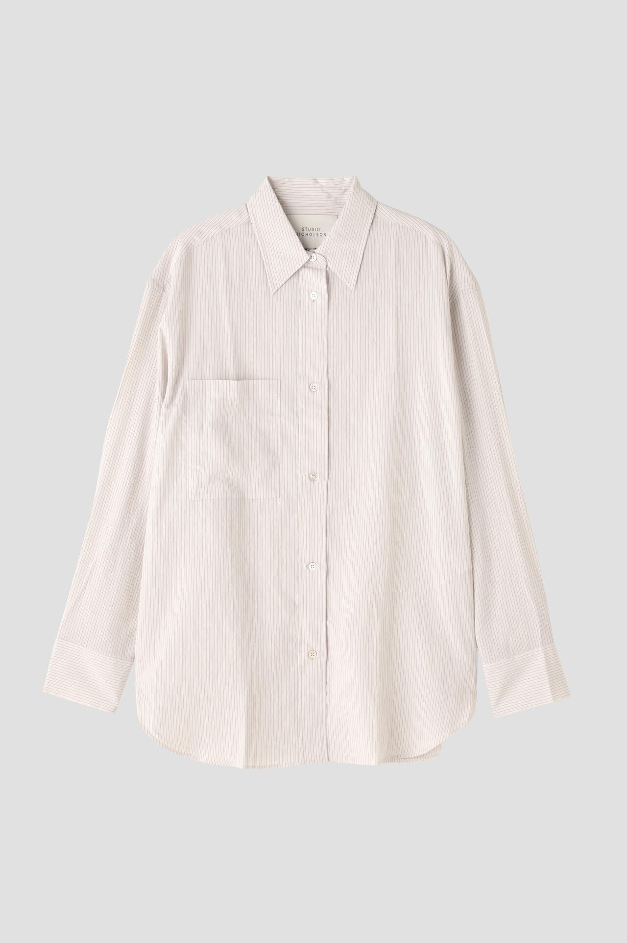 STUDIO NICHOLSON / CRINKLE FINE STRIPE OVERSIZED CLASSIC SHIRT