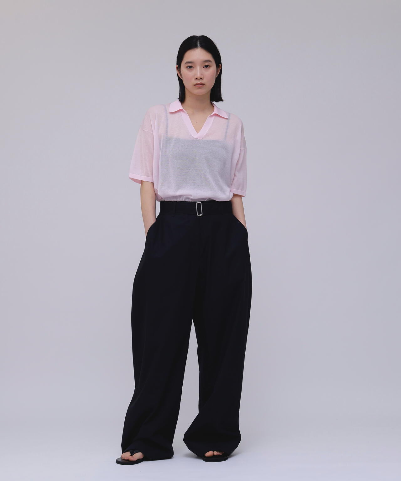 ATON / COMPACT COTTON SKIPPER POLO SWEATER