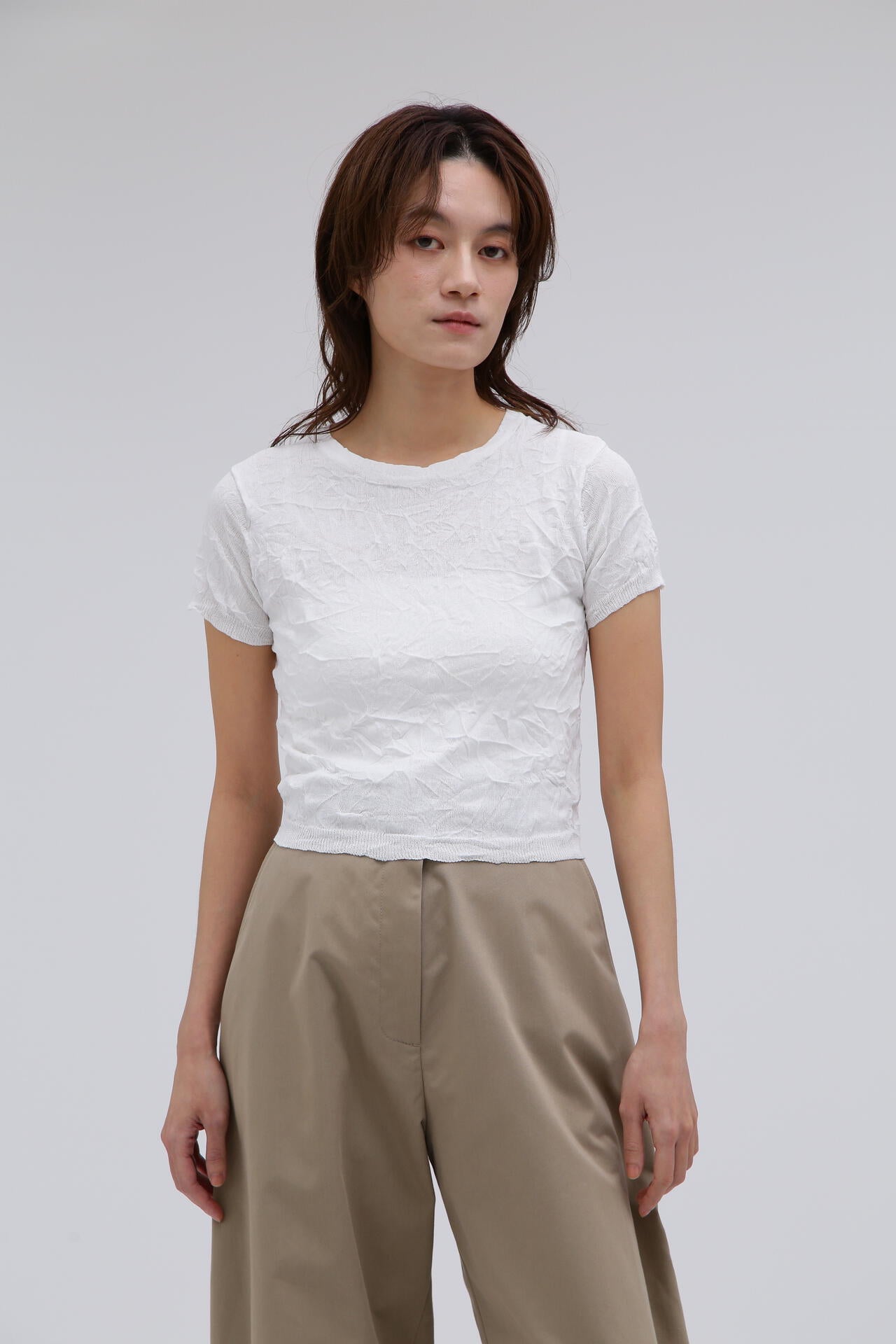 SAYAKA DAVIS / CRINKLED PETITE KNIT TEE