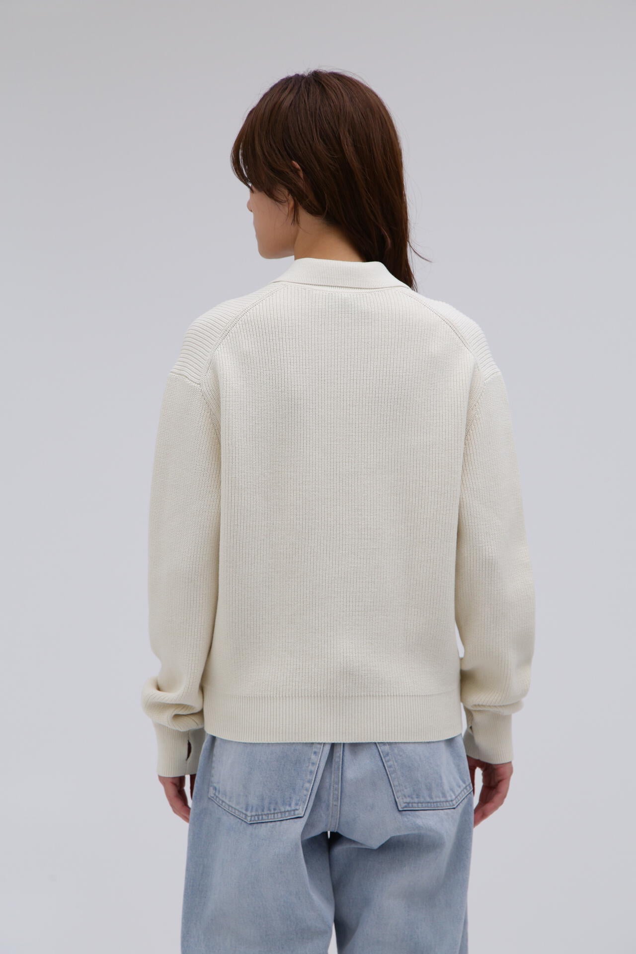 STUDIO NICHOLSON / DRY COTTON RIB 7G RIB LONG SLEEVE POLO