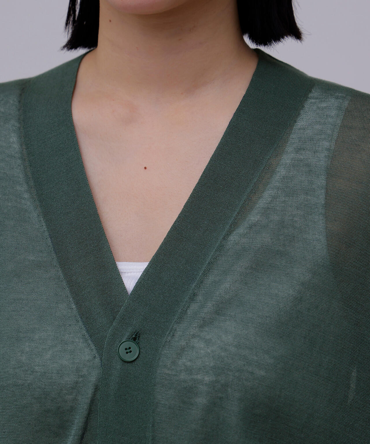 ATON / COMPACT COTTON V-NECK KNIT CARDIGAN