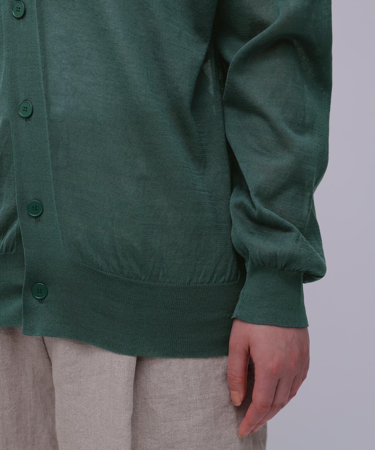 ATON / COMPACT COTTON V-NECK KNIT CARDIGAN