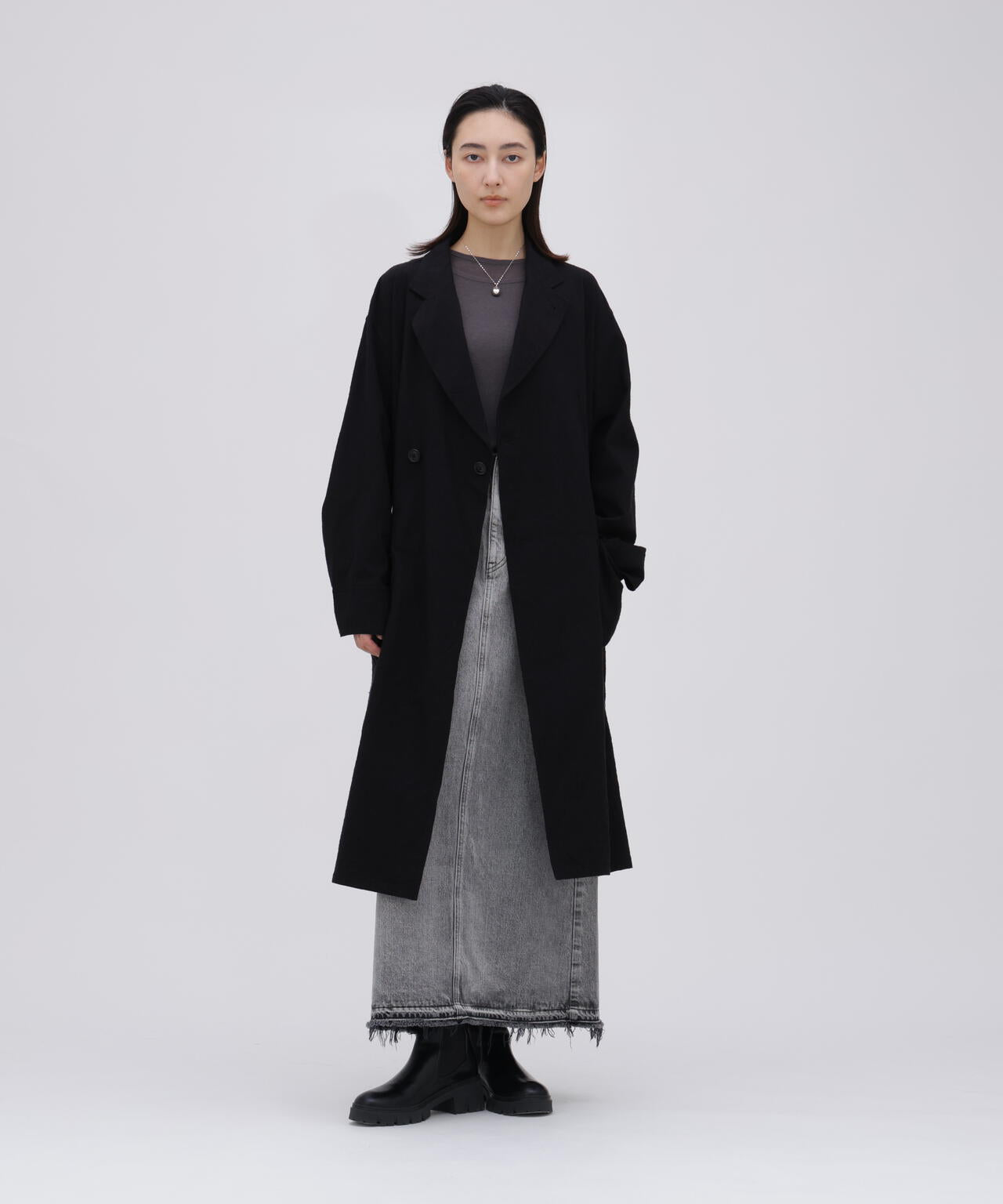 ATON / TENCEL SILK CIRCULER RIB CREW&CREW LAYERED