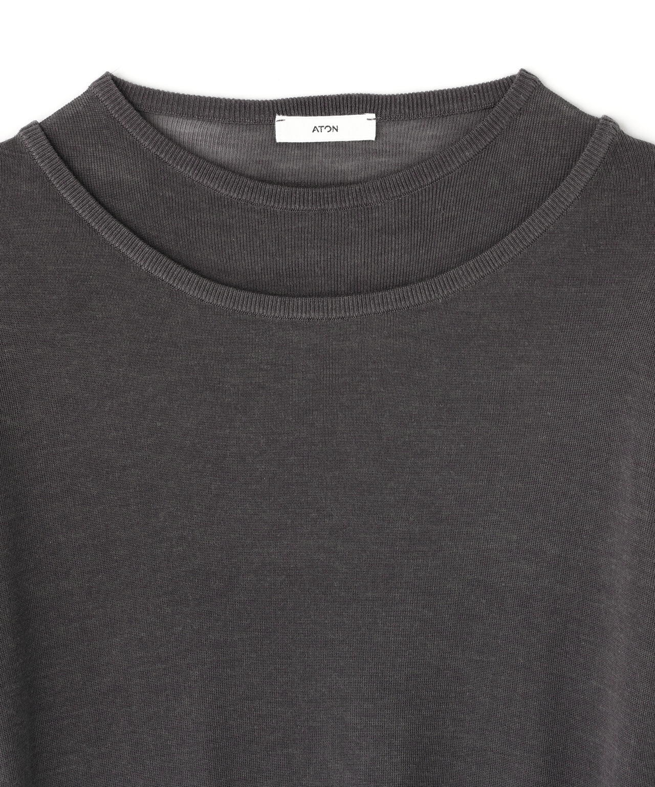 ATON / TENCEL SILK CIRCULER RIB CREW&CREW LAYERED