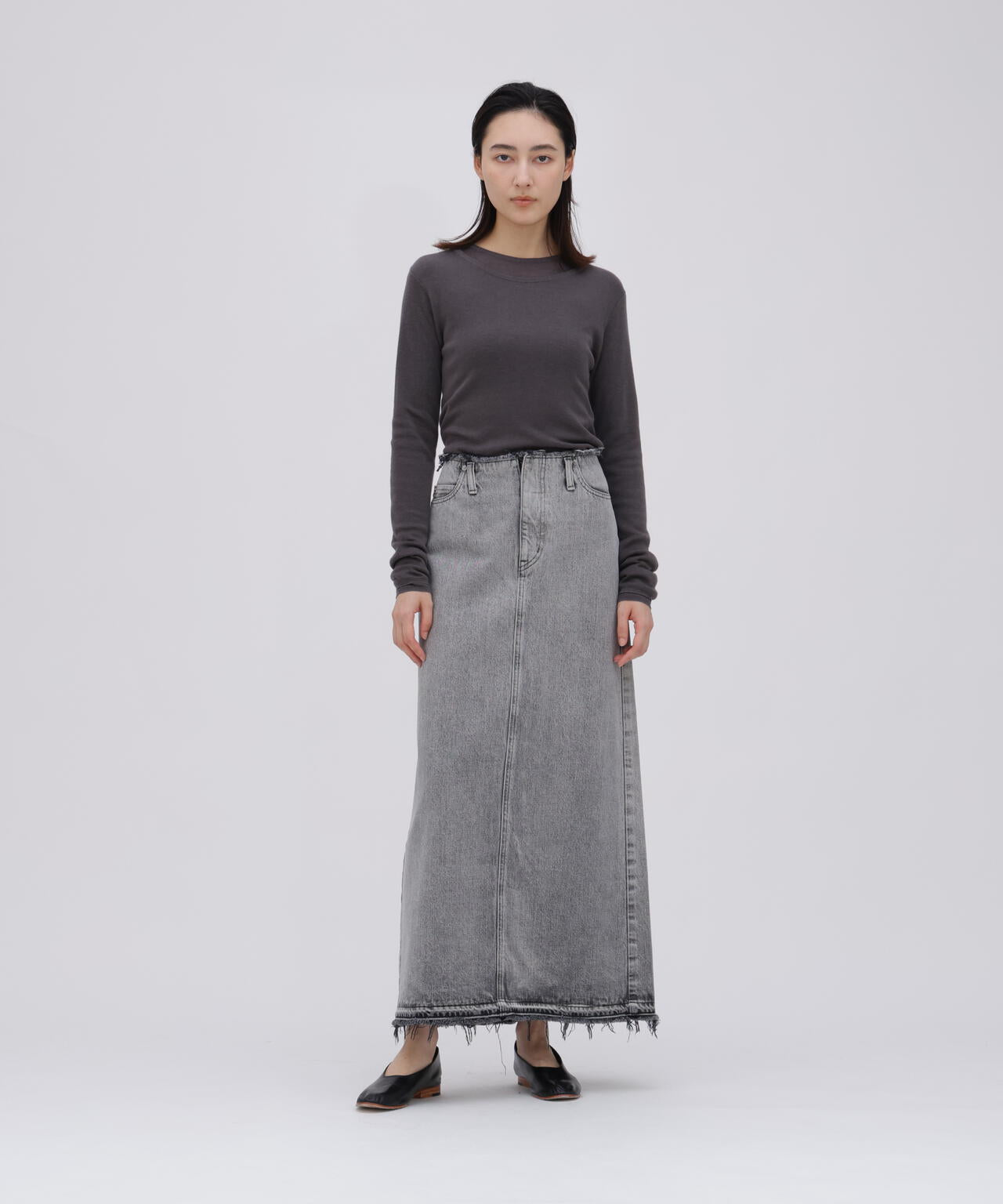 ATON / TENCEL SILK CIRCULER RIB CREW&CREW LAYERED