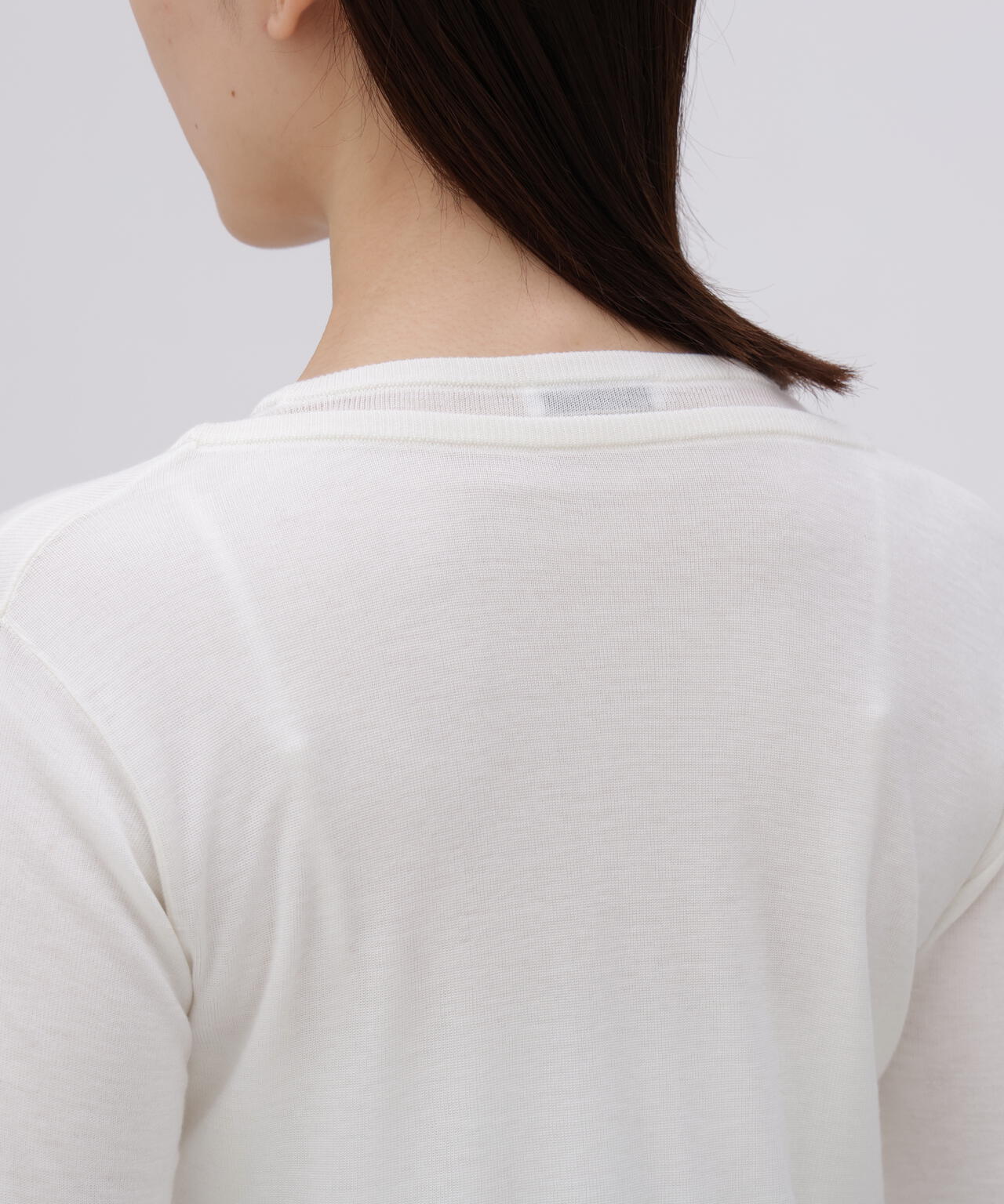 ATON / TENCEL SILK CIRCULER RIB CREW&CREW LAYERED