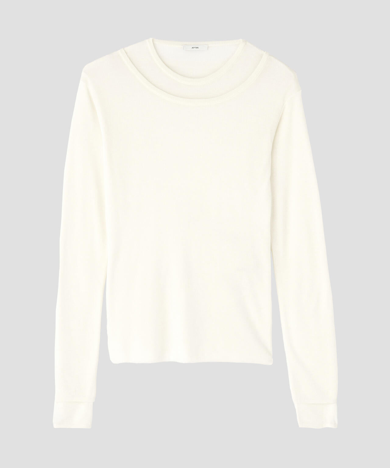 ATON / TENCEL SILK CIRCULER RIB CREW&CREW LAYERED