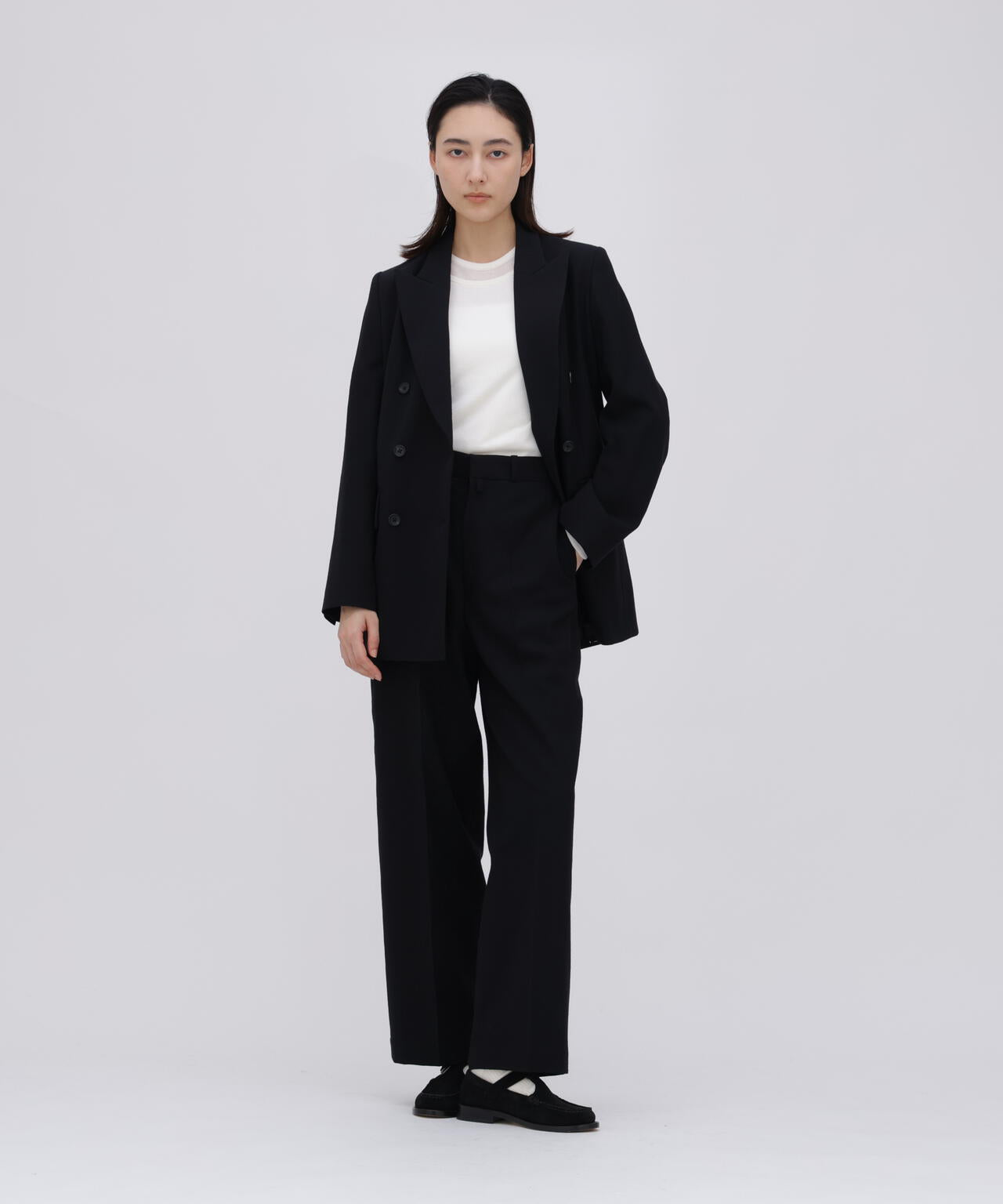 ATON / TENCEL SILK CIRCULER RIB CREW&CREW LAYERED