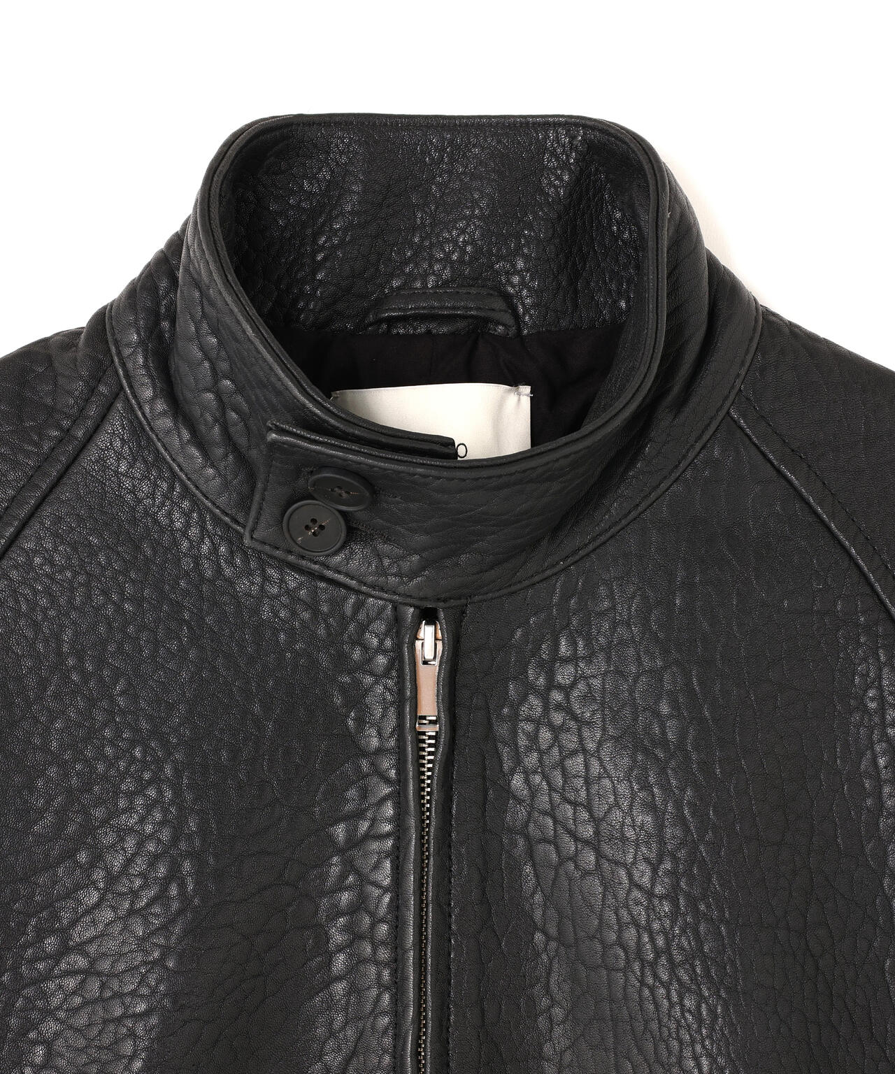 STUDIO NICHOLSON / TEXTURED LEATHER HARRINGTON JACKET