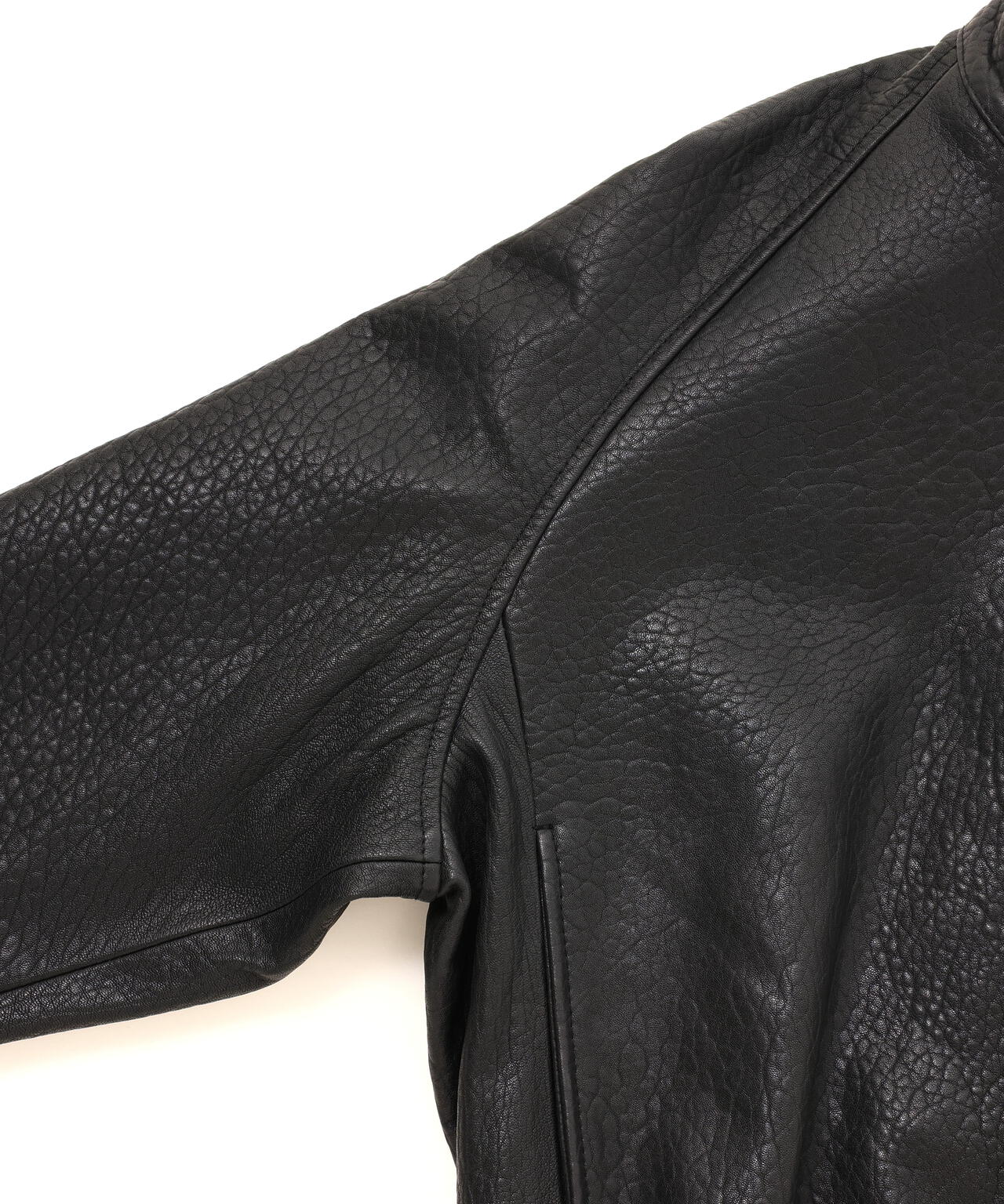STUDIO NICHOLSON / TEXTURED LEATHER HARRINGTON JACKET