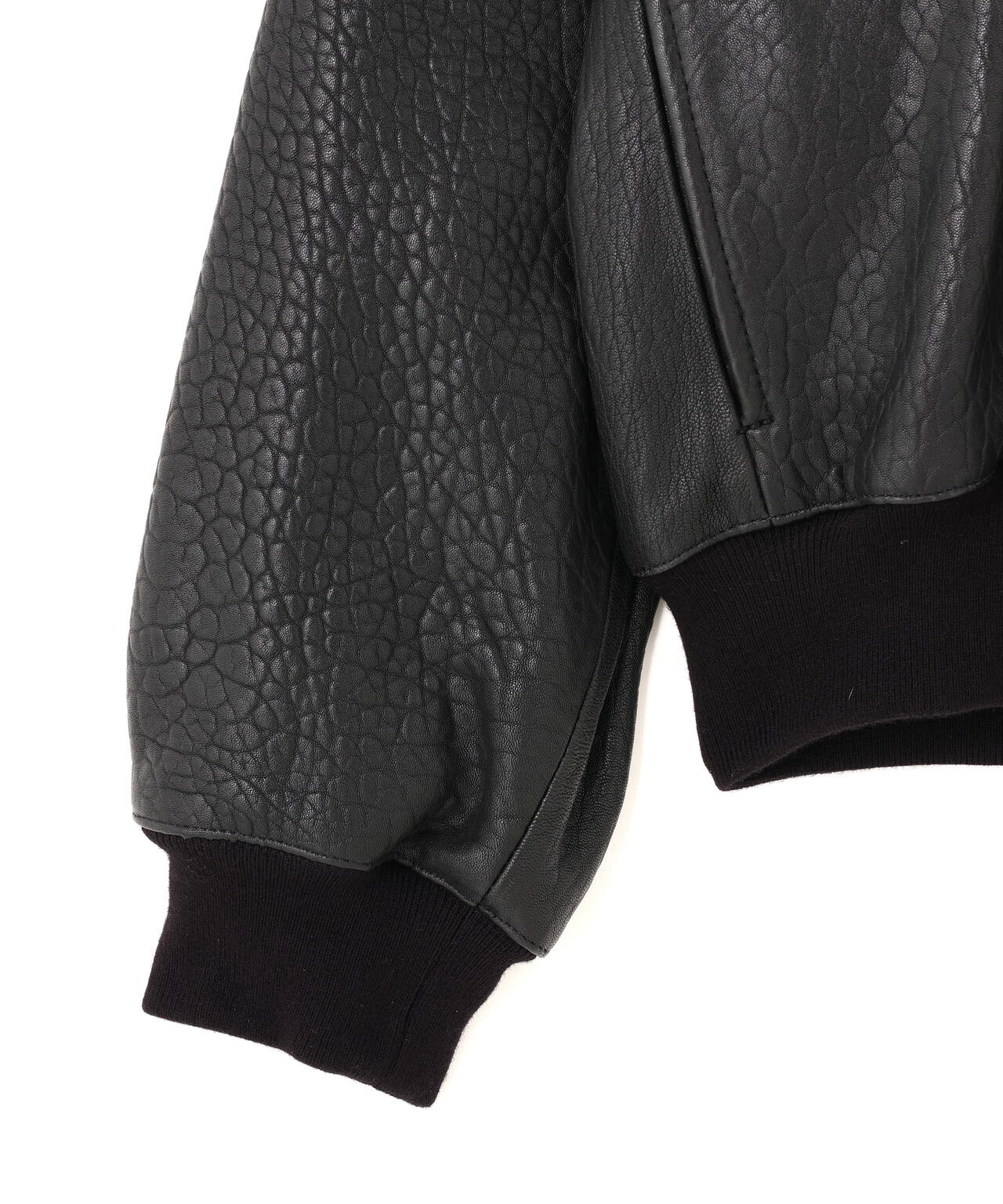 STUDIO NICHOLSON / TEXTURED LEATHER HARRINGTON JACKET