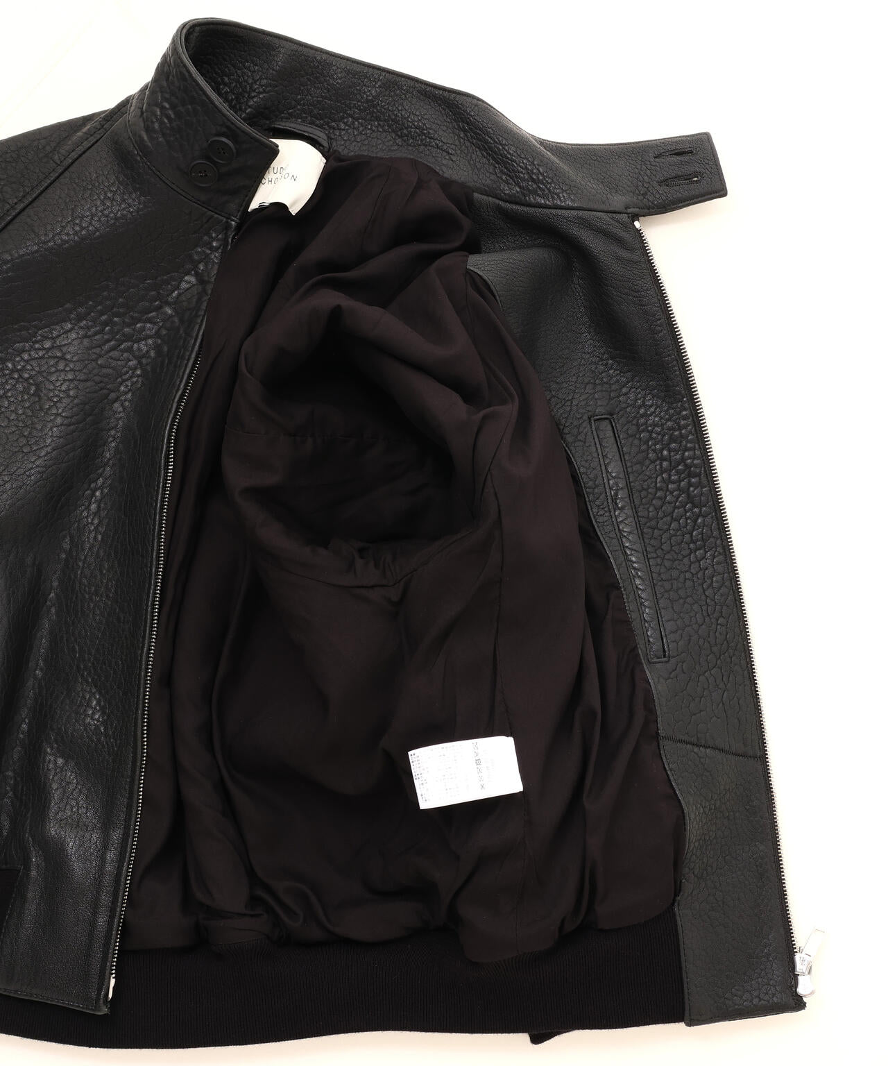 STUDIO NICHOLSON / TEXTURED LEATHER HARRINGTON JACKET
