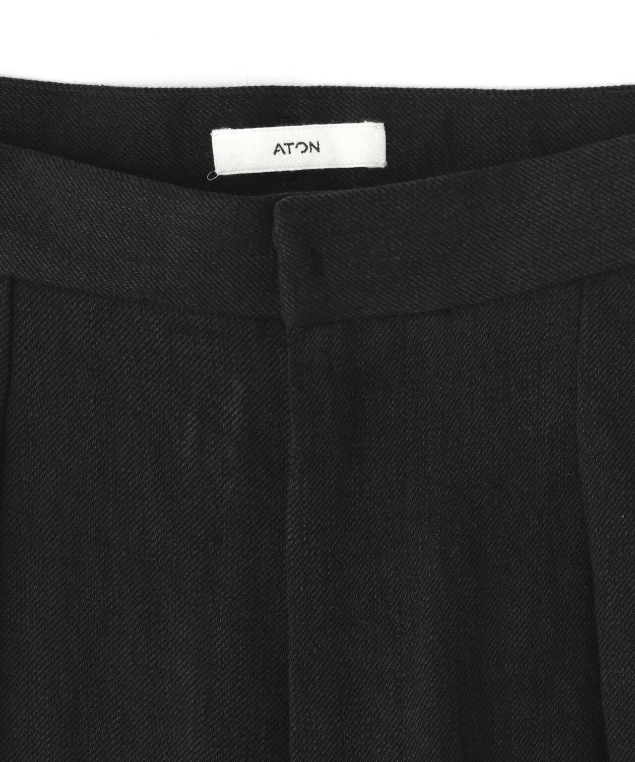 ATON / LINEN TWILL TUCKED EASY PANTS