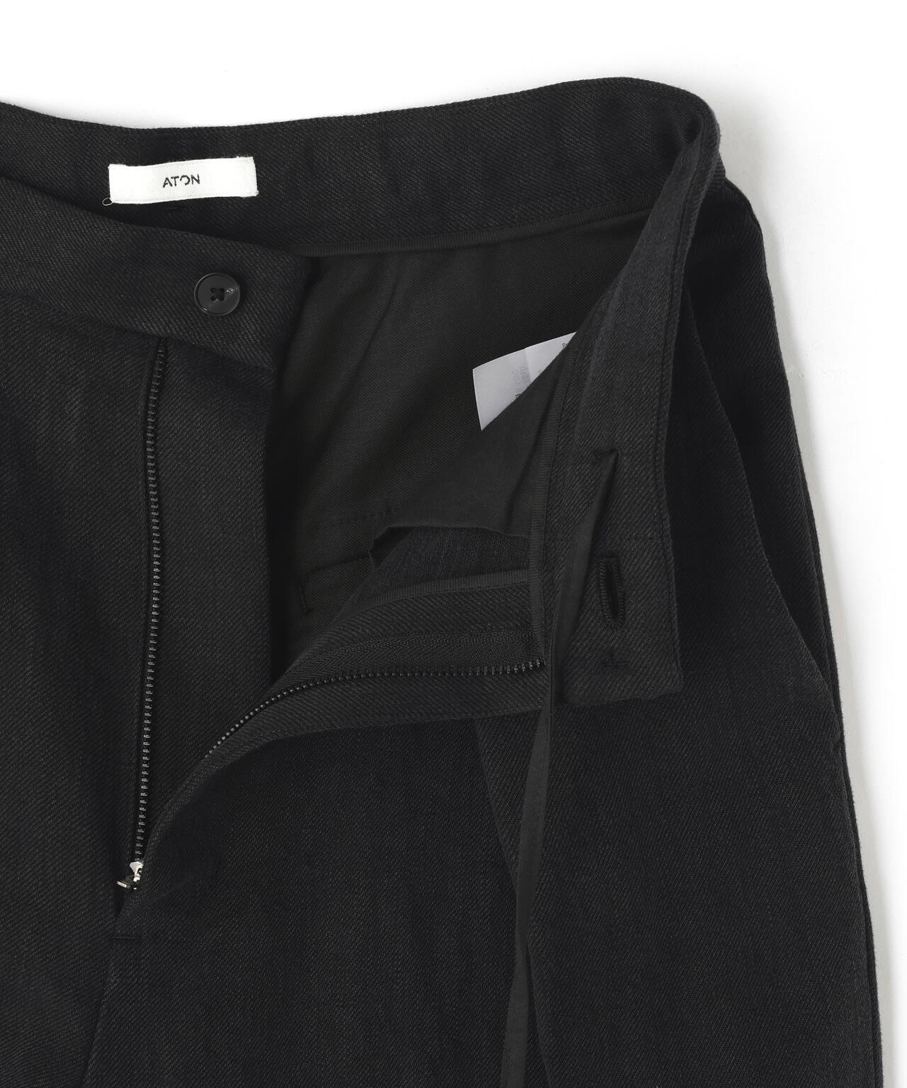 ATON / LINEN TWILL TUCKED EASY PANTS