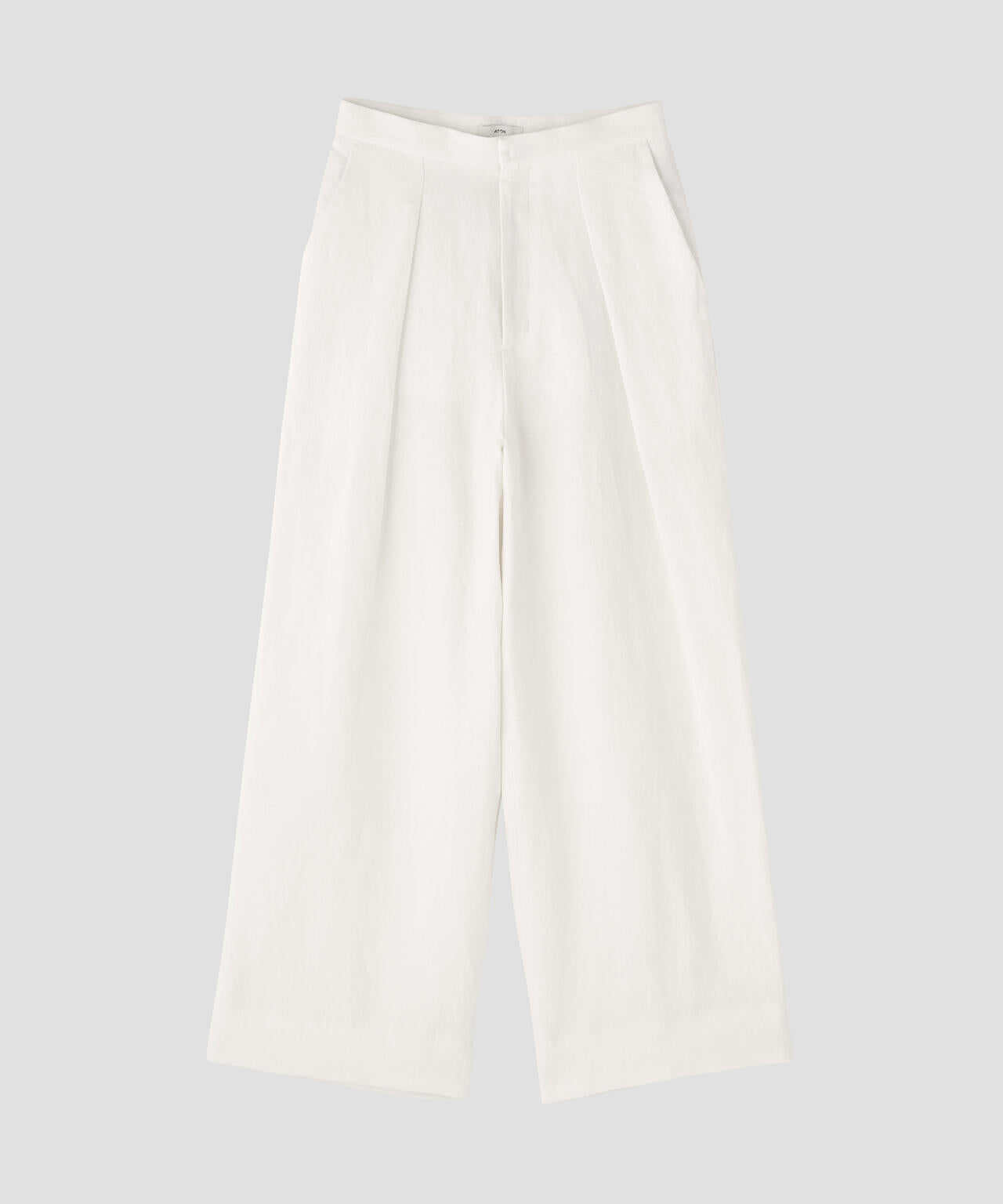 ATON / LINEN TWILL TUCKED EASY PANTS