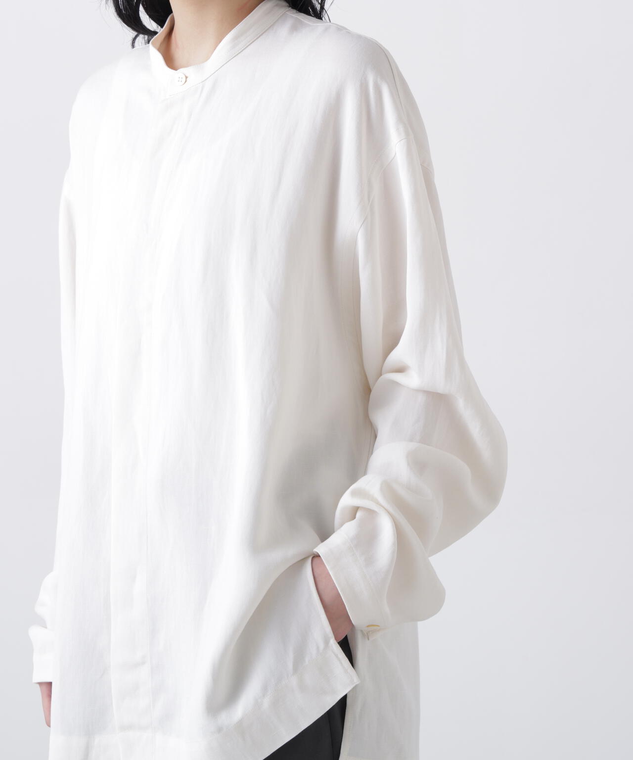 STUDIO NICHOLSON / VINTAGE SOFT LINEN UNISEX GRANDAD COLLAR SHIRT