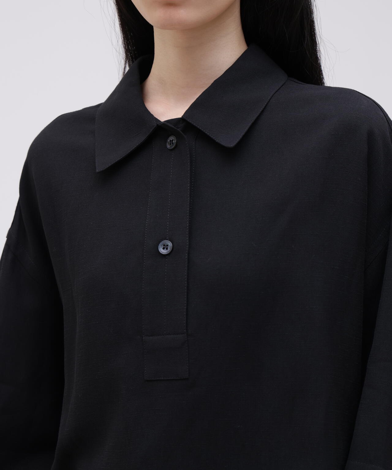 STUDIO NICHOLSON / VINTAGE SOFT LINEN HALF PLACKET SHORT SLEEVE SHIRT