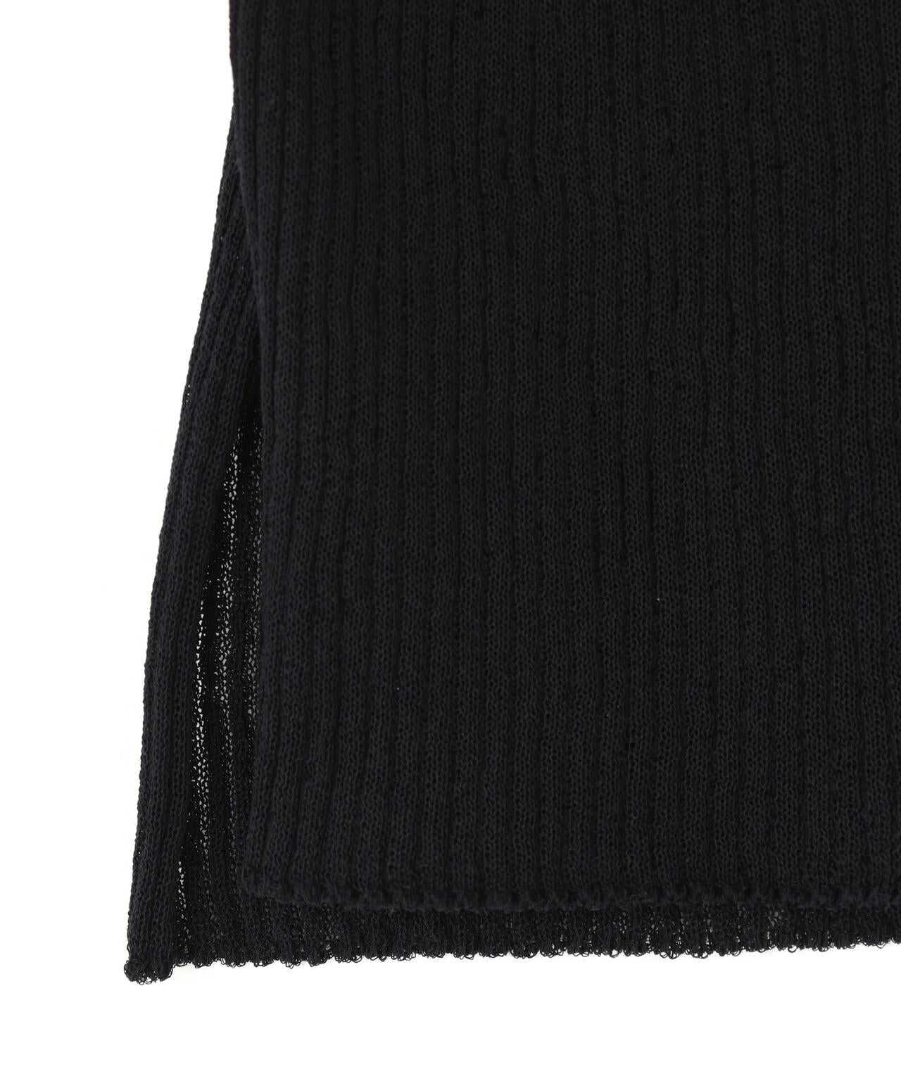 IRENISA / HALF-SLEEVED RIB KNIT PULLOVER
