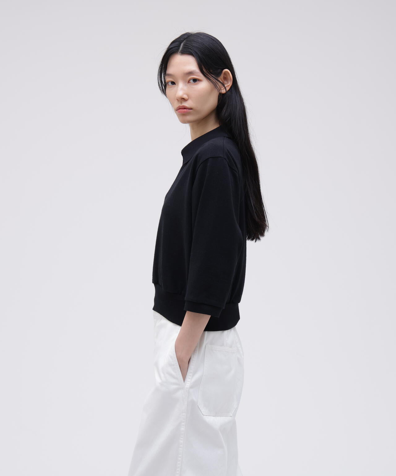 blurhms / COTTON SILK NEP SKIPPER CROPPED SLEEVE