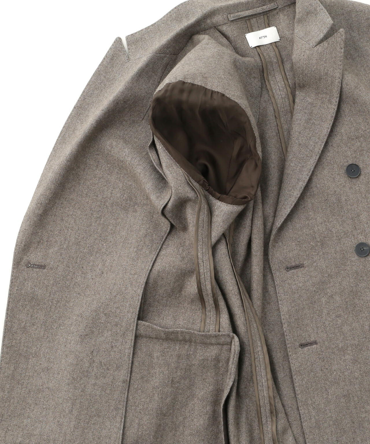 ATON / LINEN WOOL TWEED  DOUBLE BREASTED JACKET