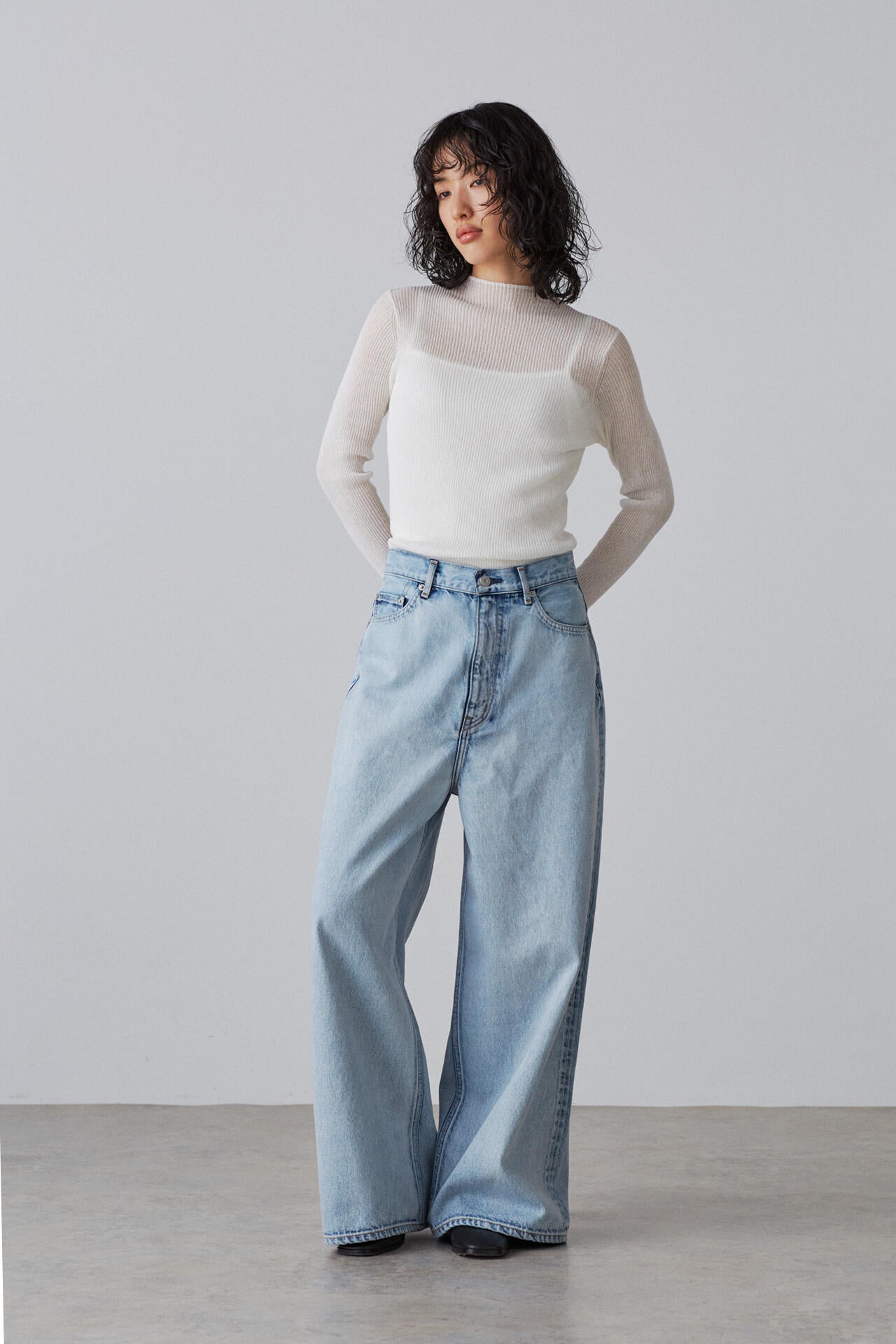 YLEVE / 13.5oz DENIM HIGH WAIST WIDE FADE