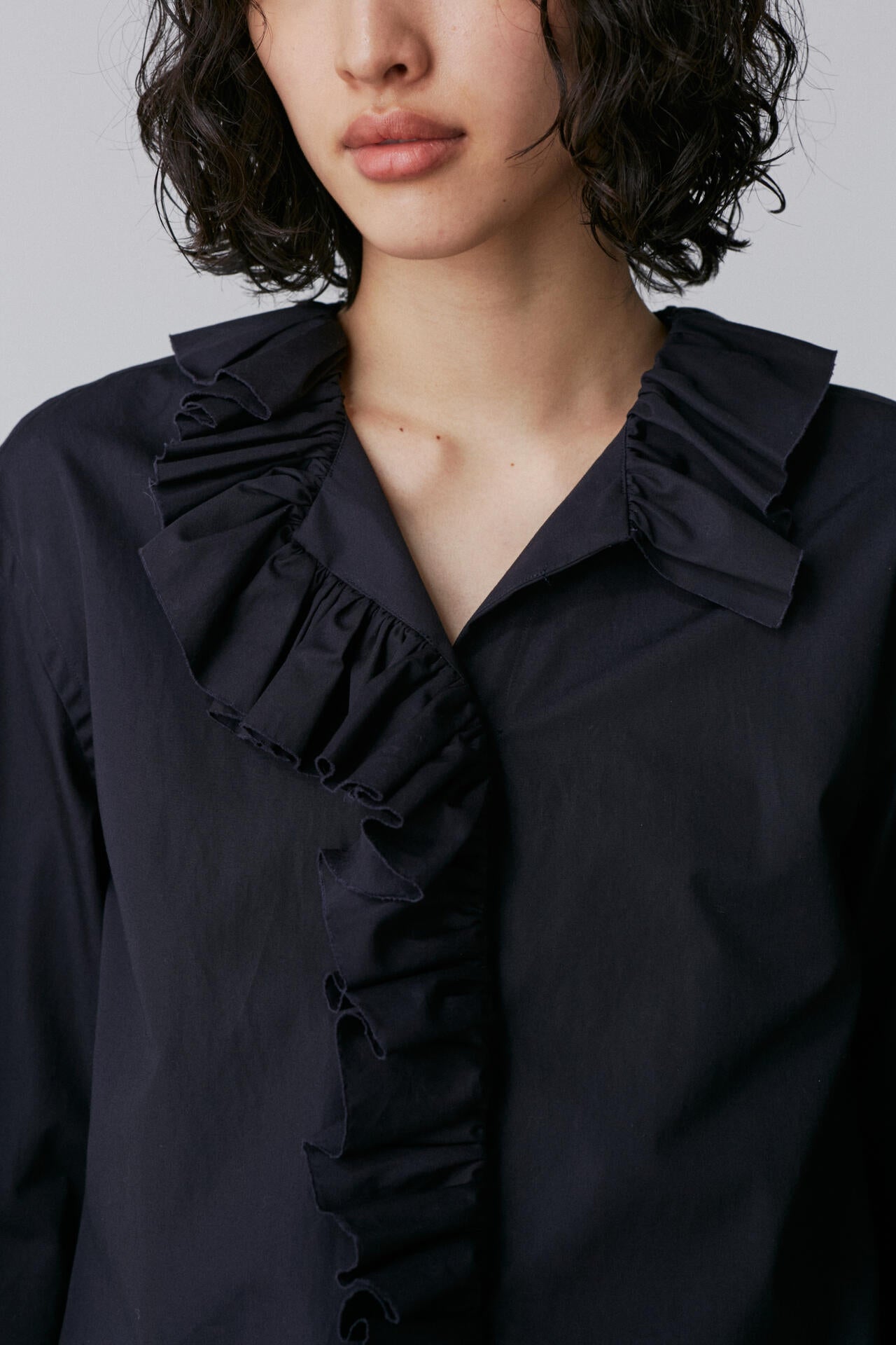 YLEVE / BOURRIENNE  COTTON TYPEWRITER RUFFLE BLOUSE