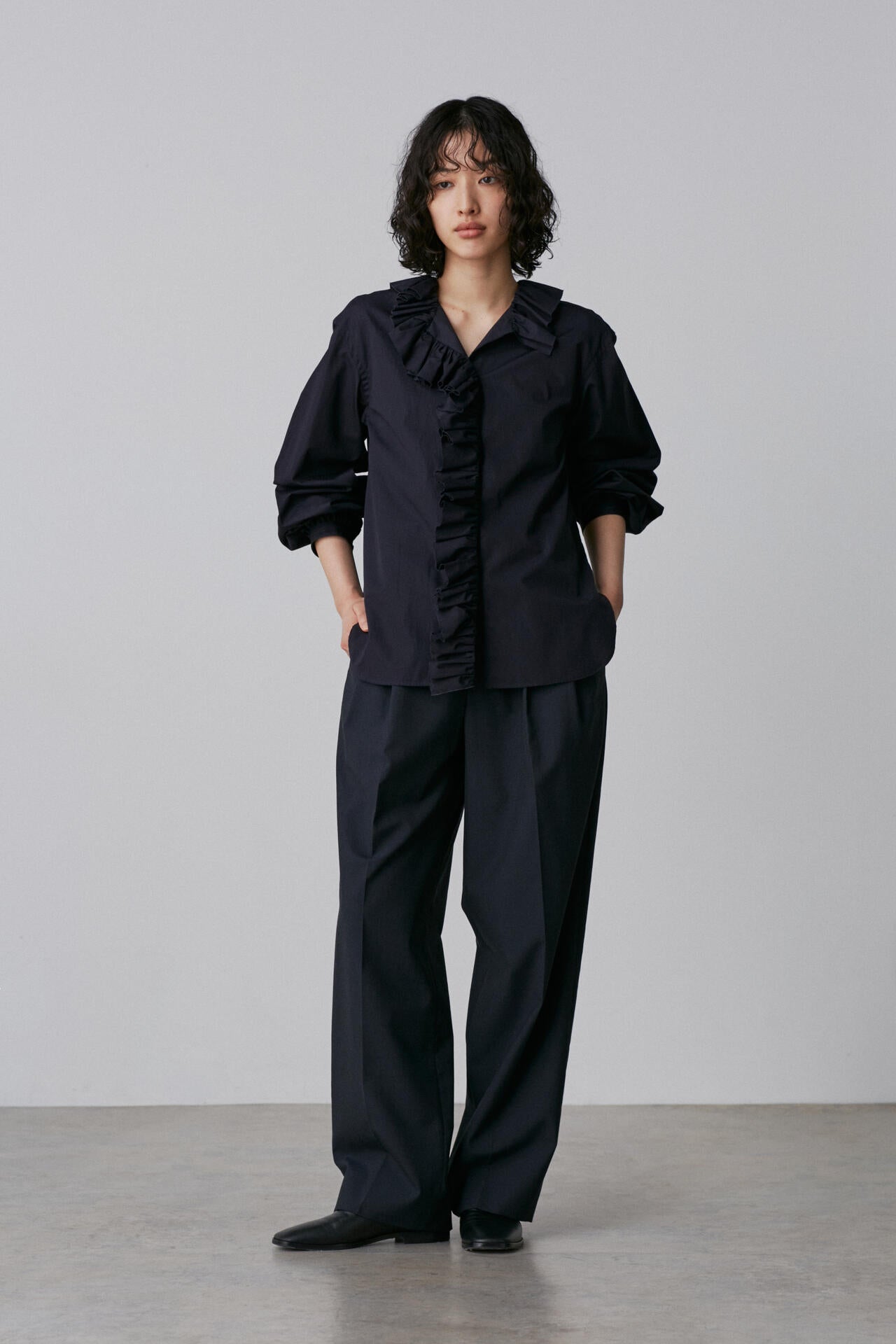 YLEVE / BOURRIENNE  COTTON TYPEWRITER RUFFLE BLOUSE
