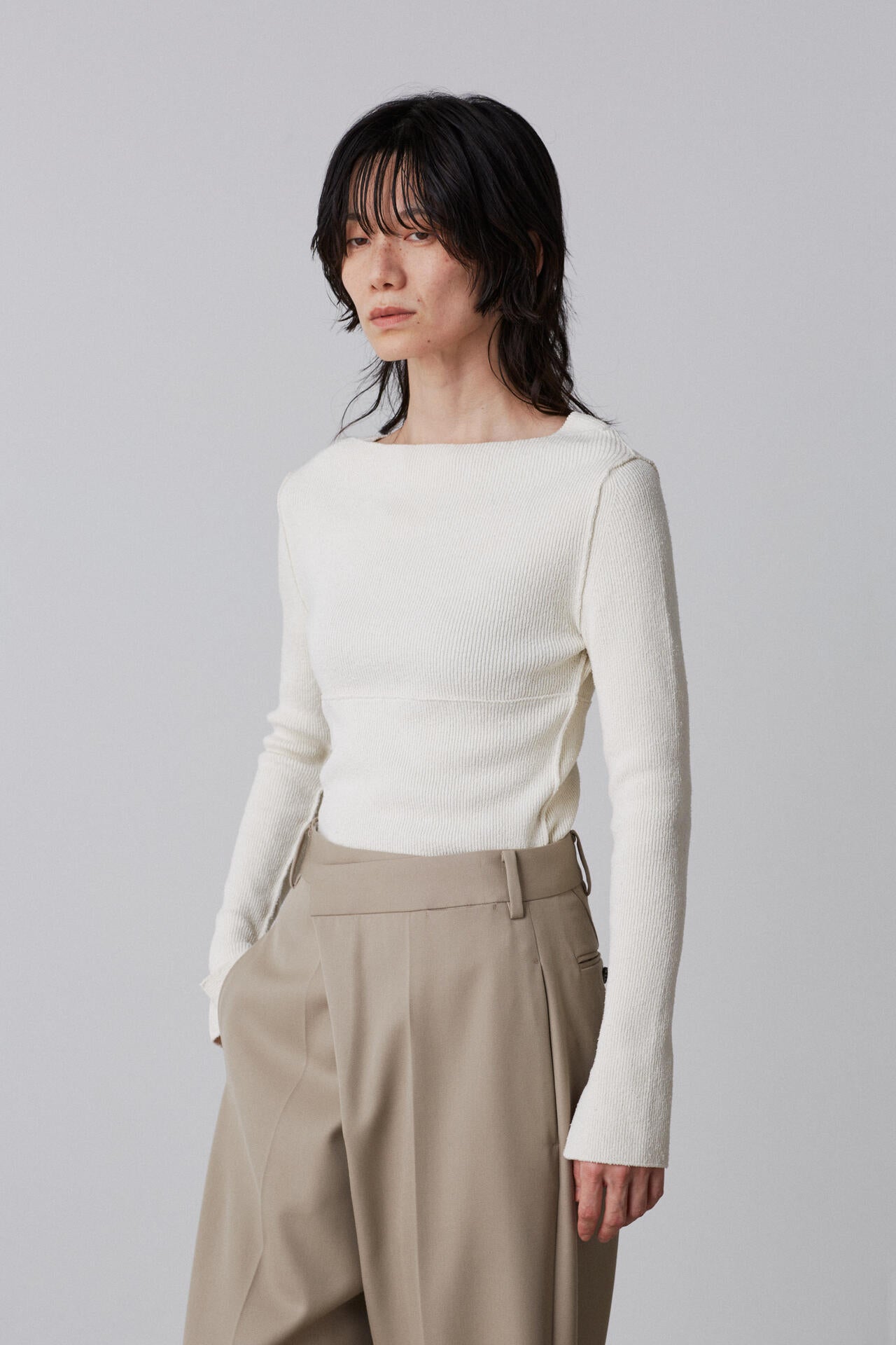 YLEVE / RAW SILK NEP KNIT PULL OVER