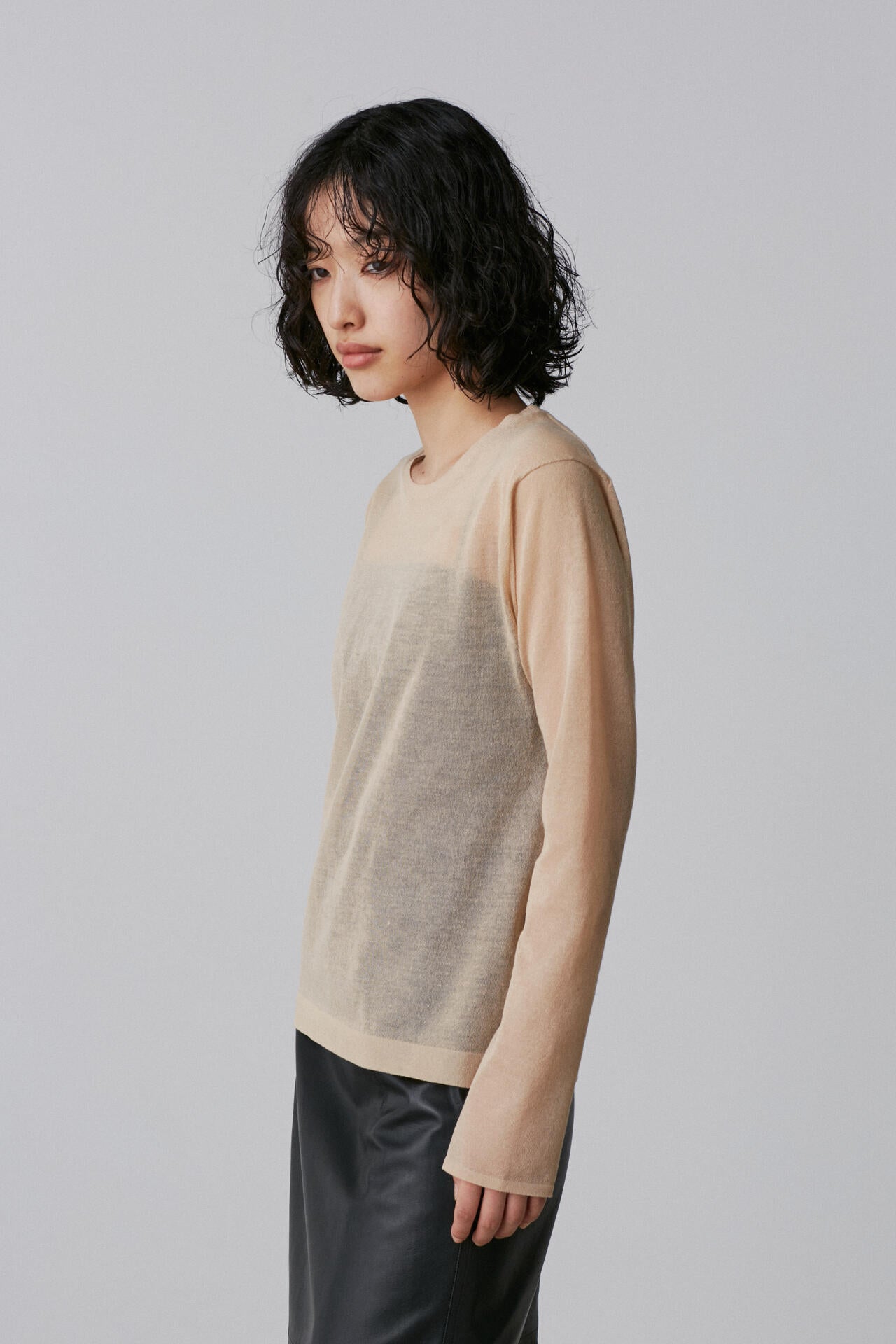 YLEVE / POLYESTER RAMIE SHEER KNIT PULL OVER