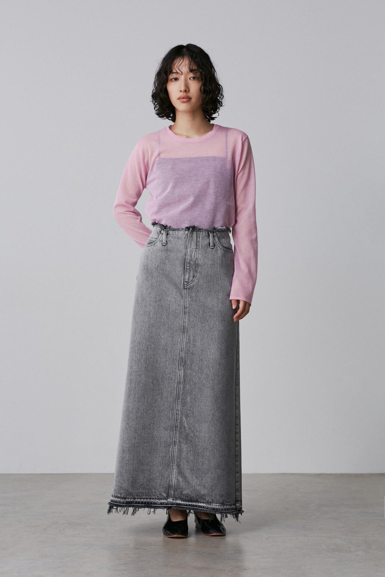 YLEVE / POLYESTER RAMIE SHEER KNIT PULL OVER