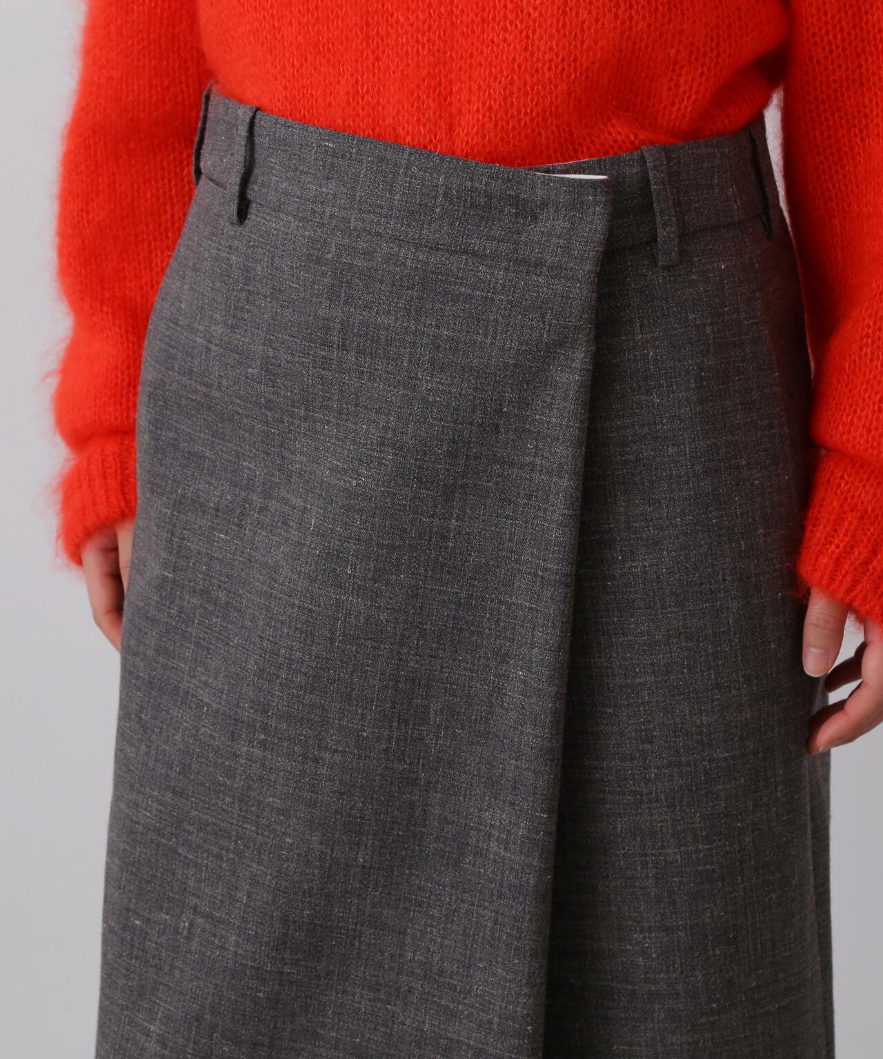 YLEVE / WOOL LINEN WRAP SKIRT