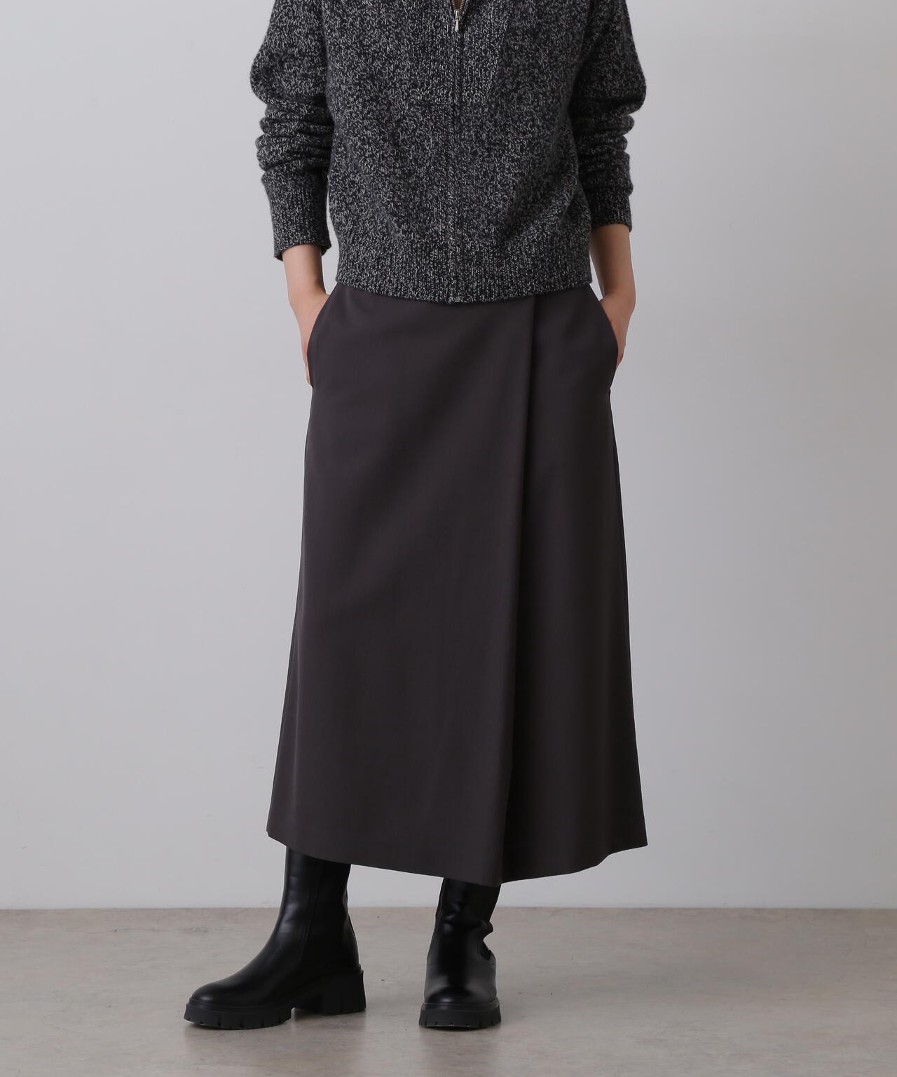YLEVE / MERINO WOOL TWILL WRAP SKIRT